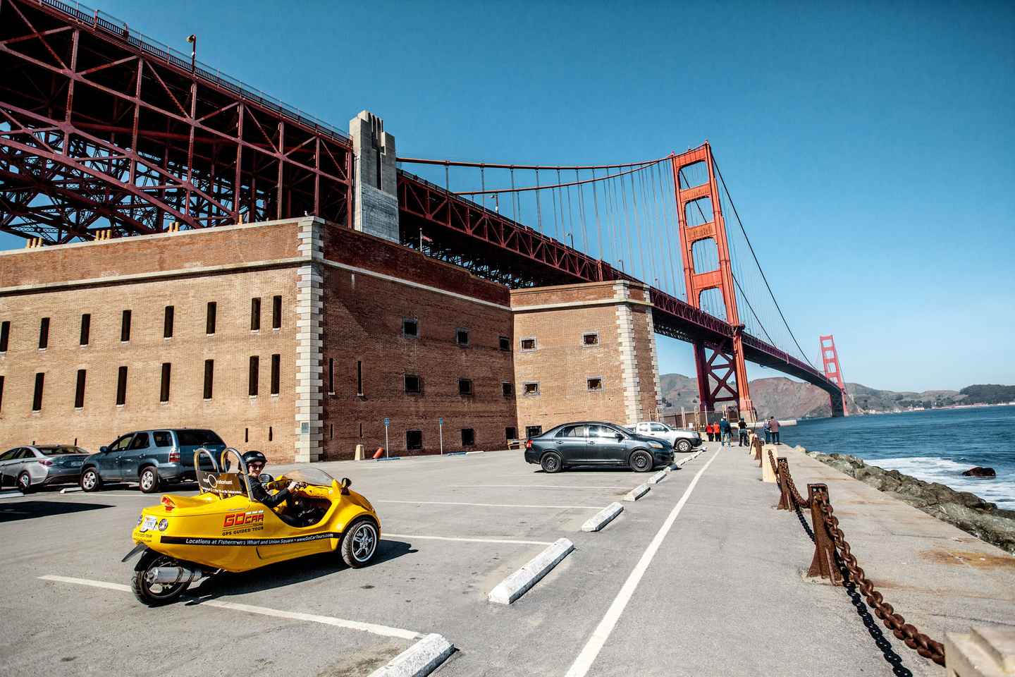 enjoy views of the golden gate bridge from a quiet beach
