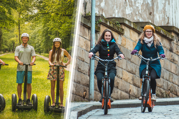 Punti culminanti di Praga: Segway & E-Scooter Tour con Taxi Pick-Up
