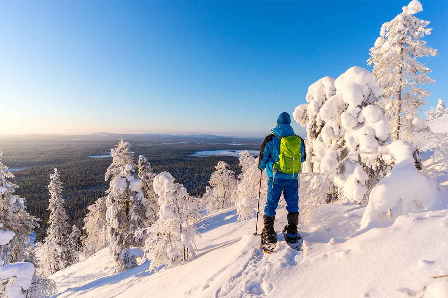 go hiking and snowshoeing