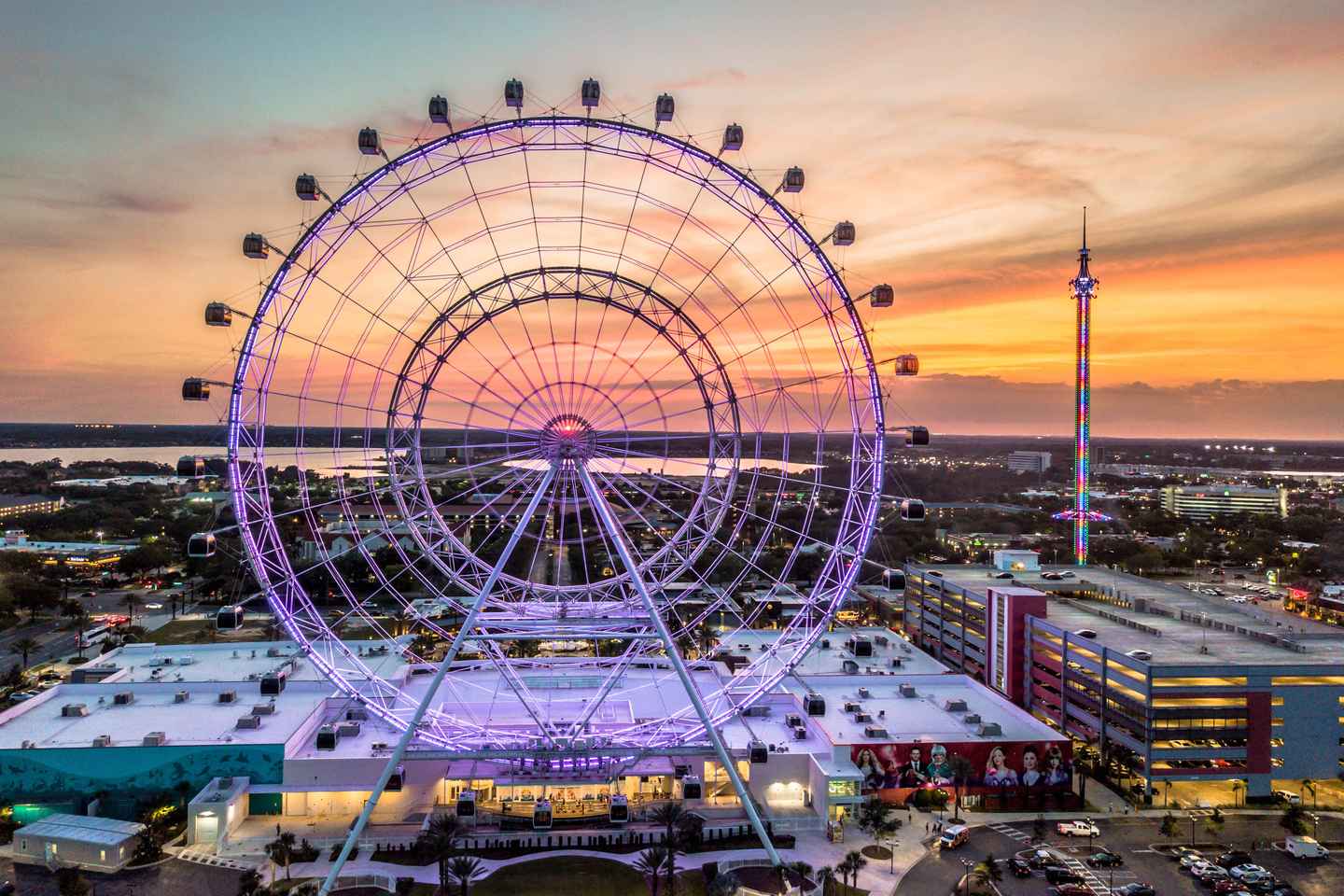 date night ideas in orlando | see the entirety of orlando from the wheel at icon park