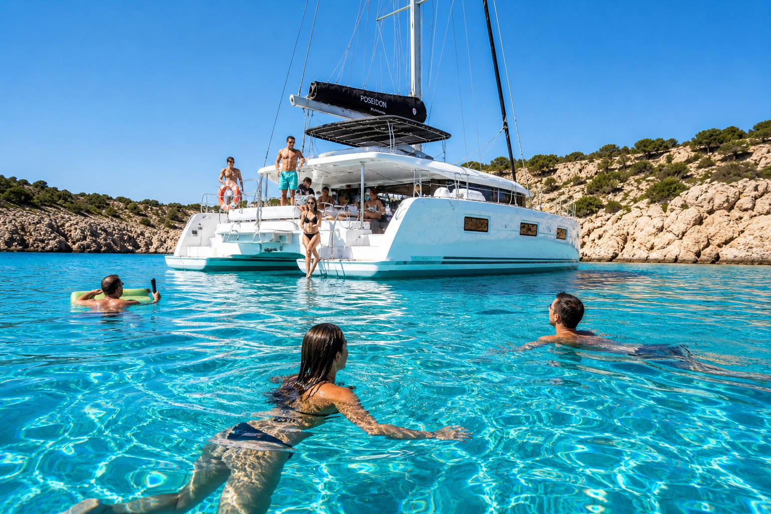 Rhodes Luxury Catamaran Cruise with Lunch & Unlimited Drinks