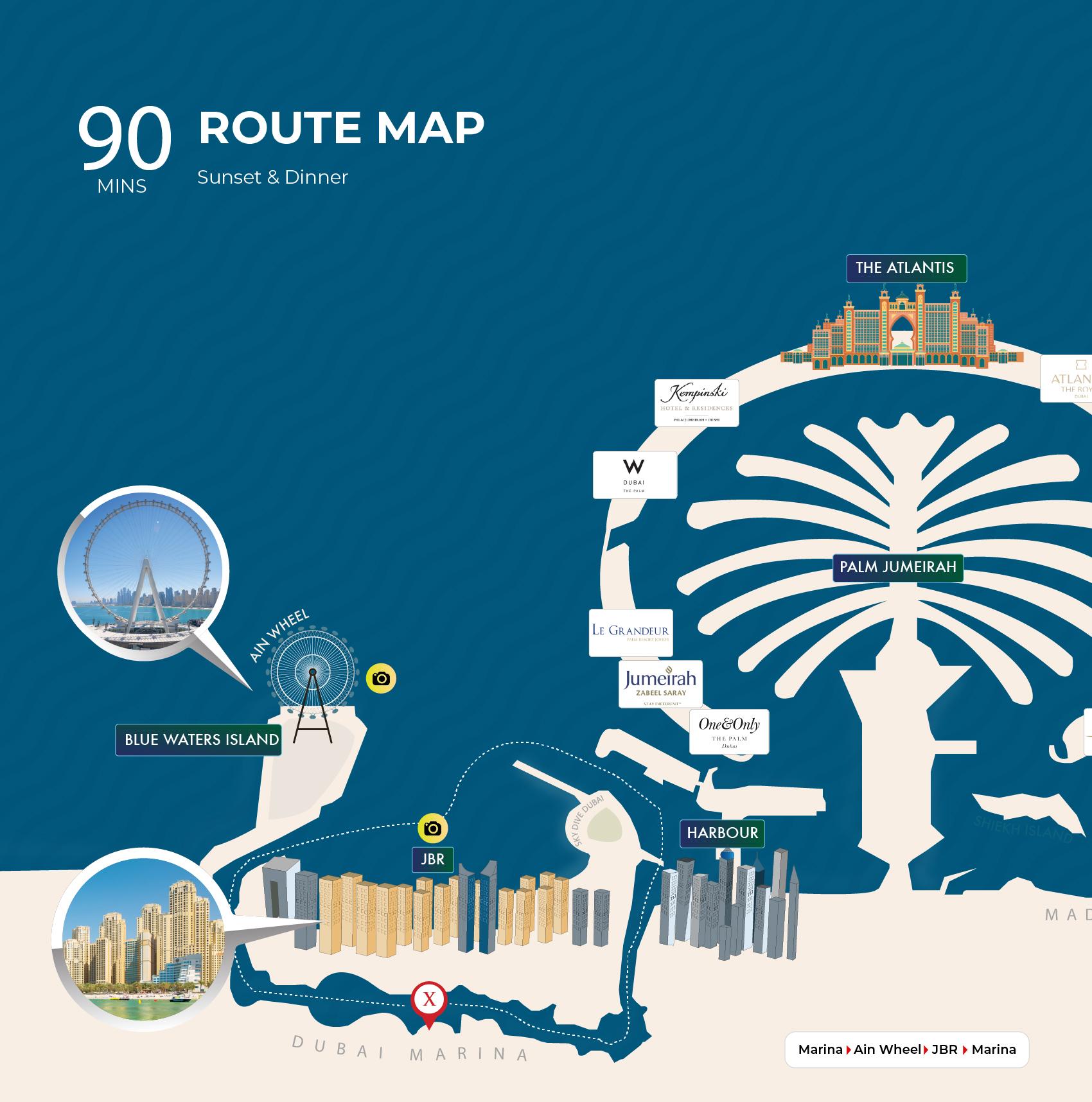 Dubai Marina Sunset & Dinner Cruise with Live Music & Open Bar