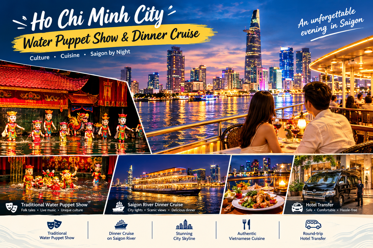 Saigon Water Puppet Show & Dinner Cruise by Night