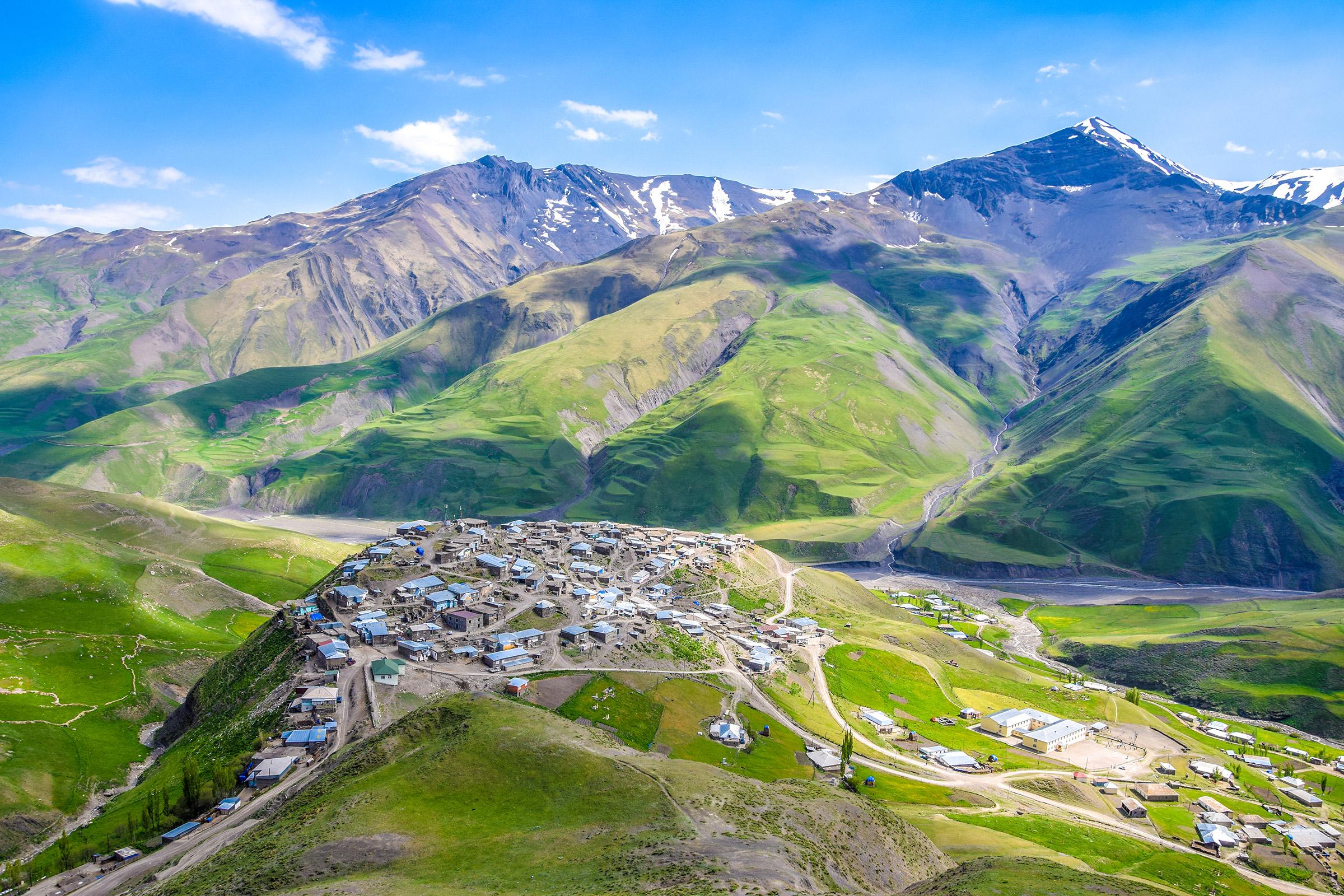 Khinaliq Mountain Village & Candy Cane Mountains