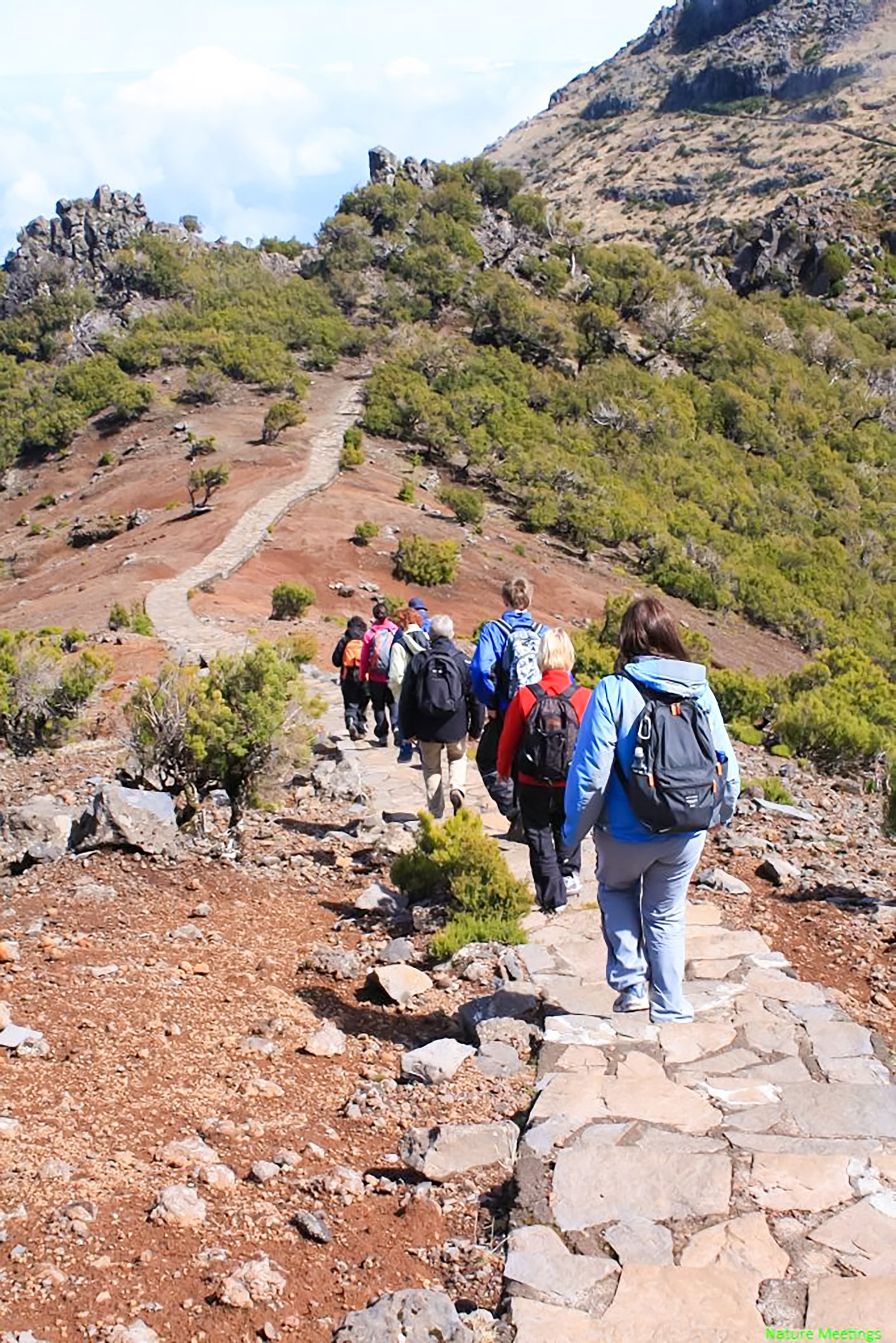 Volcanic mountain ridge and rock tunnels on the Pico do Arieiro to Pico Ruivo trail