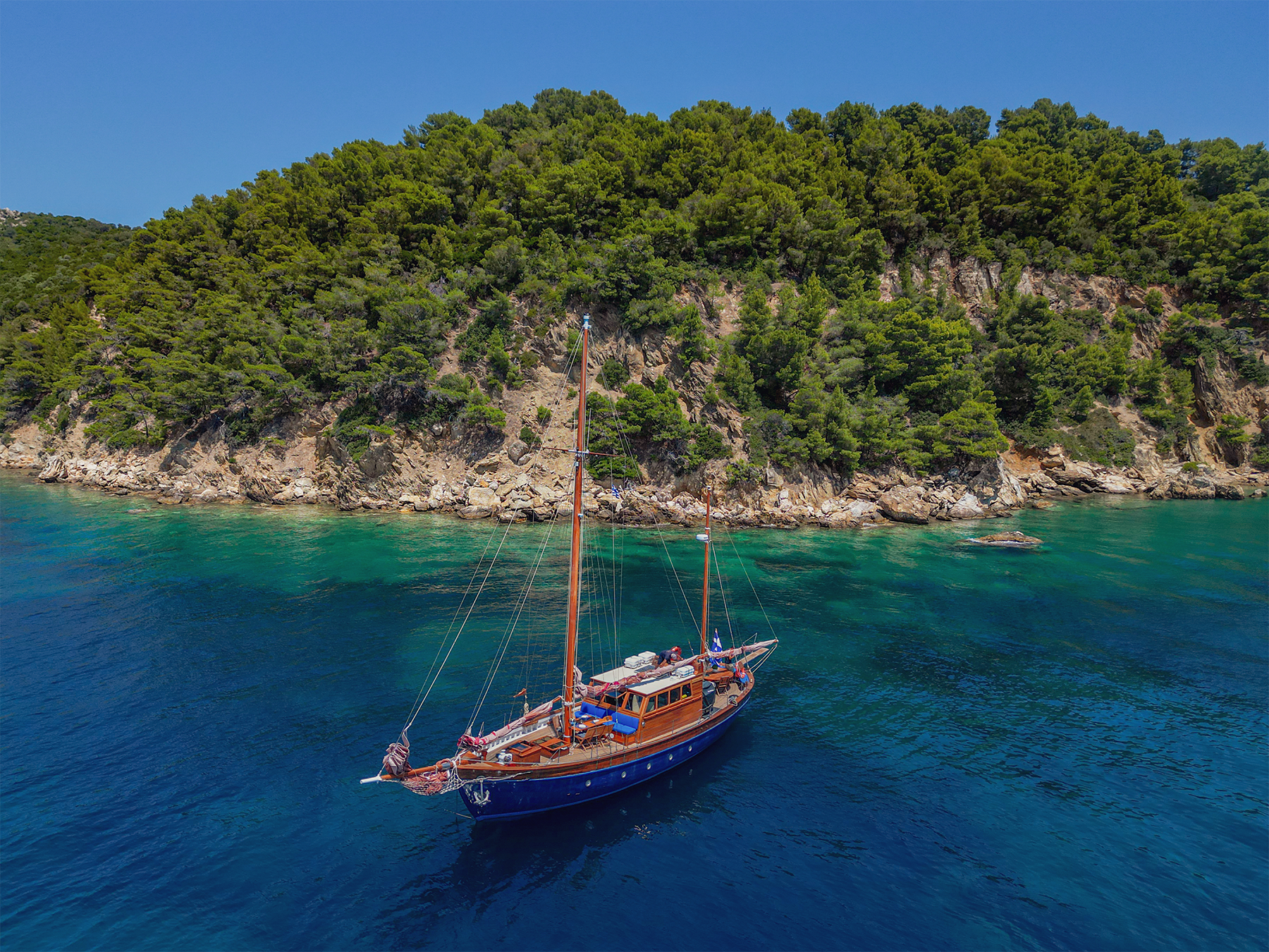 Skiathos Wooden Sailboat Adventure with Lunch