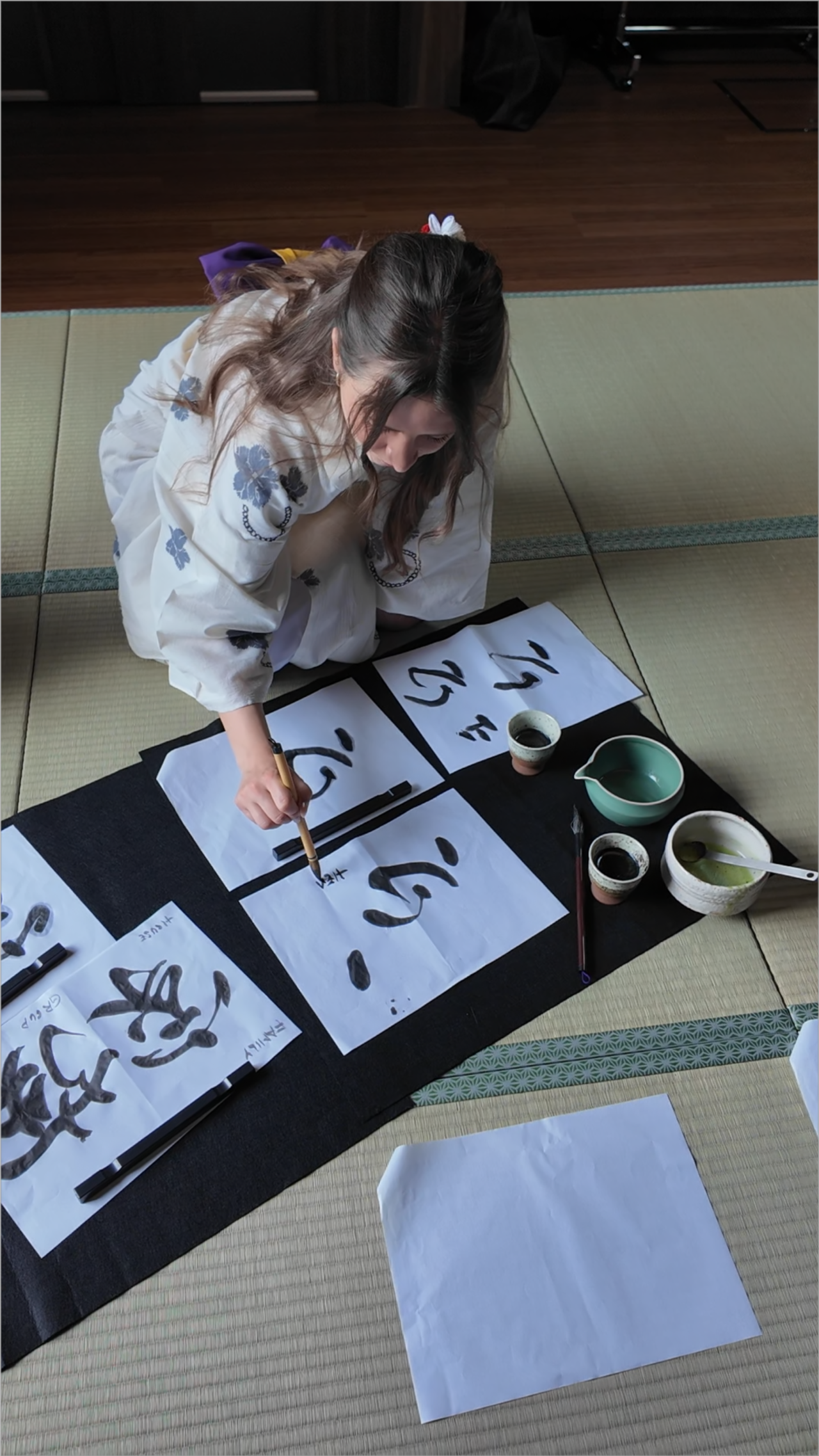 Privat upplevelse i Machiya i Kyoto: Tebjudning, kalligrafi & kimono