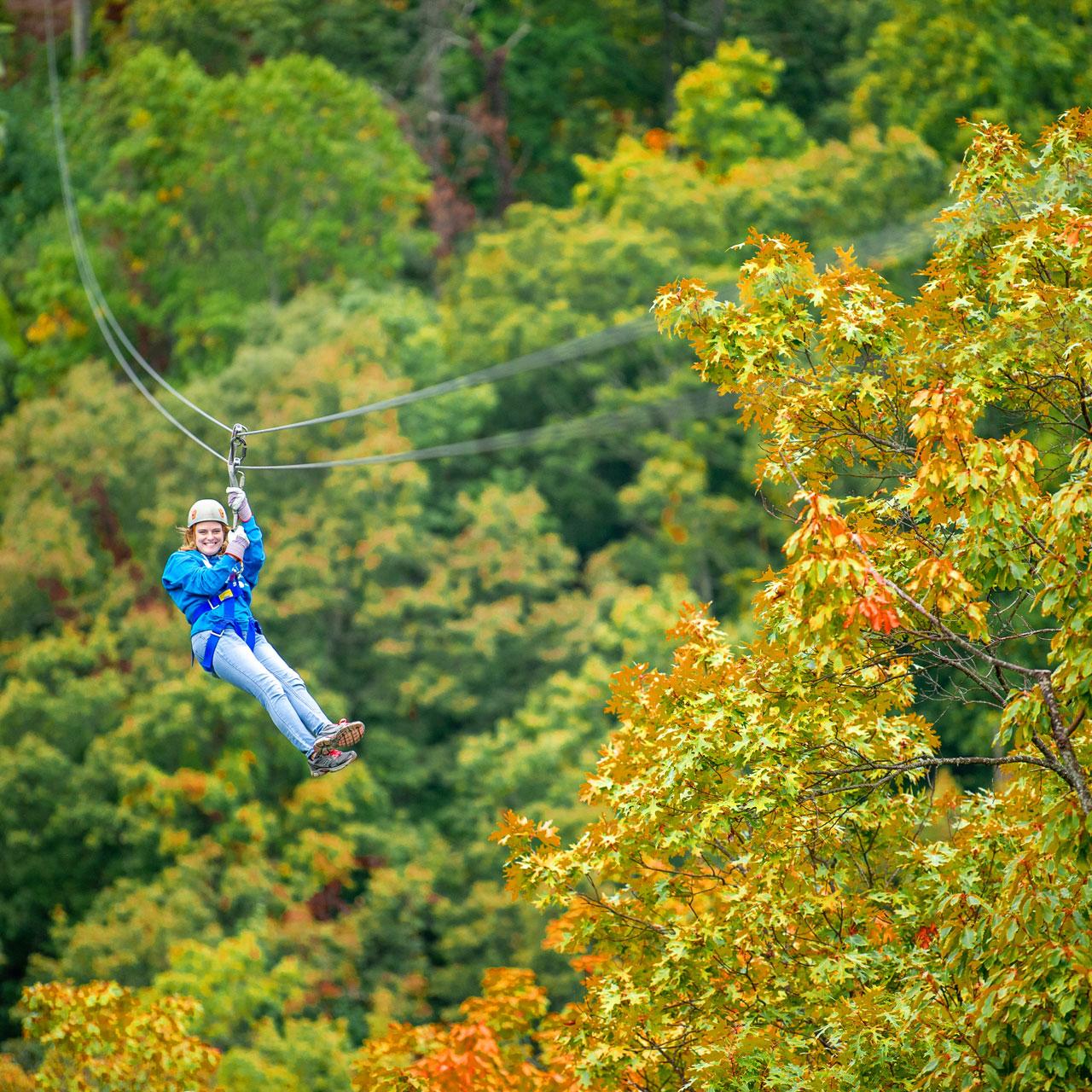 Pigeon Forge zipline in the Great Smoky Mountains — canopy tour ridge-line zip line photo 1
