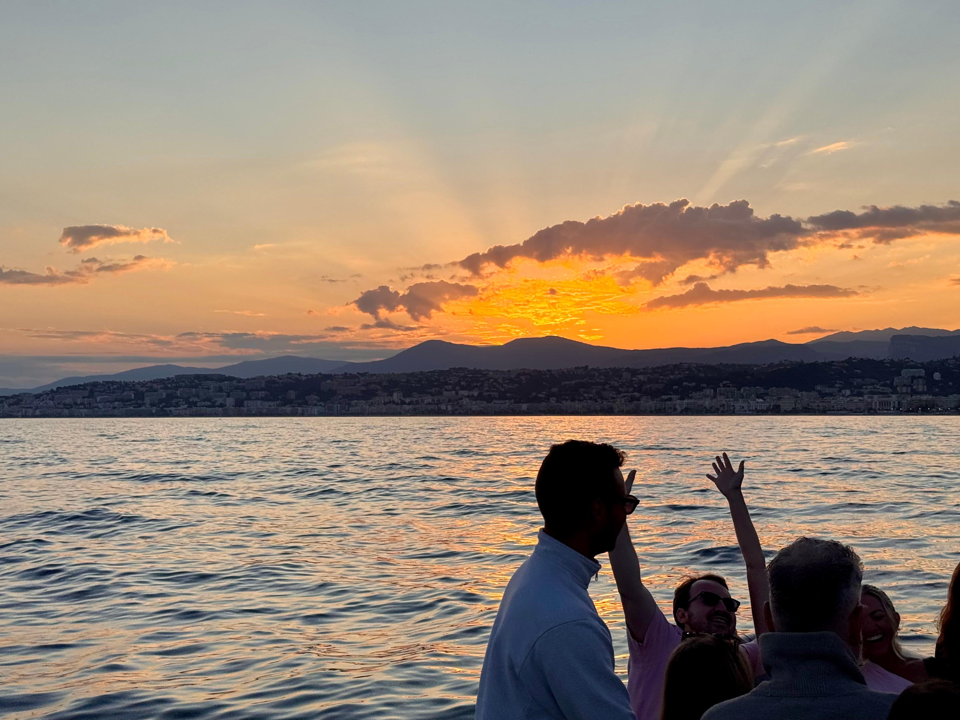 Nice Sunset Boat Tour with Wine & Local Snacks