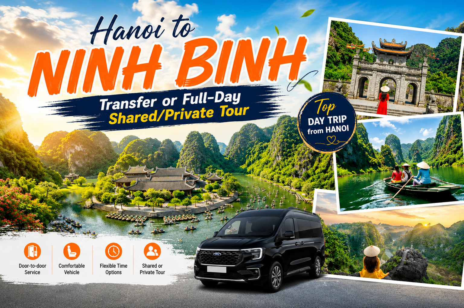 Hanoi–Ninh Binh Transfer & Day Tour