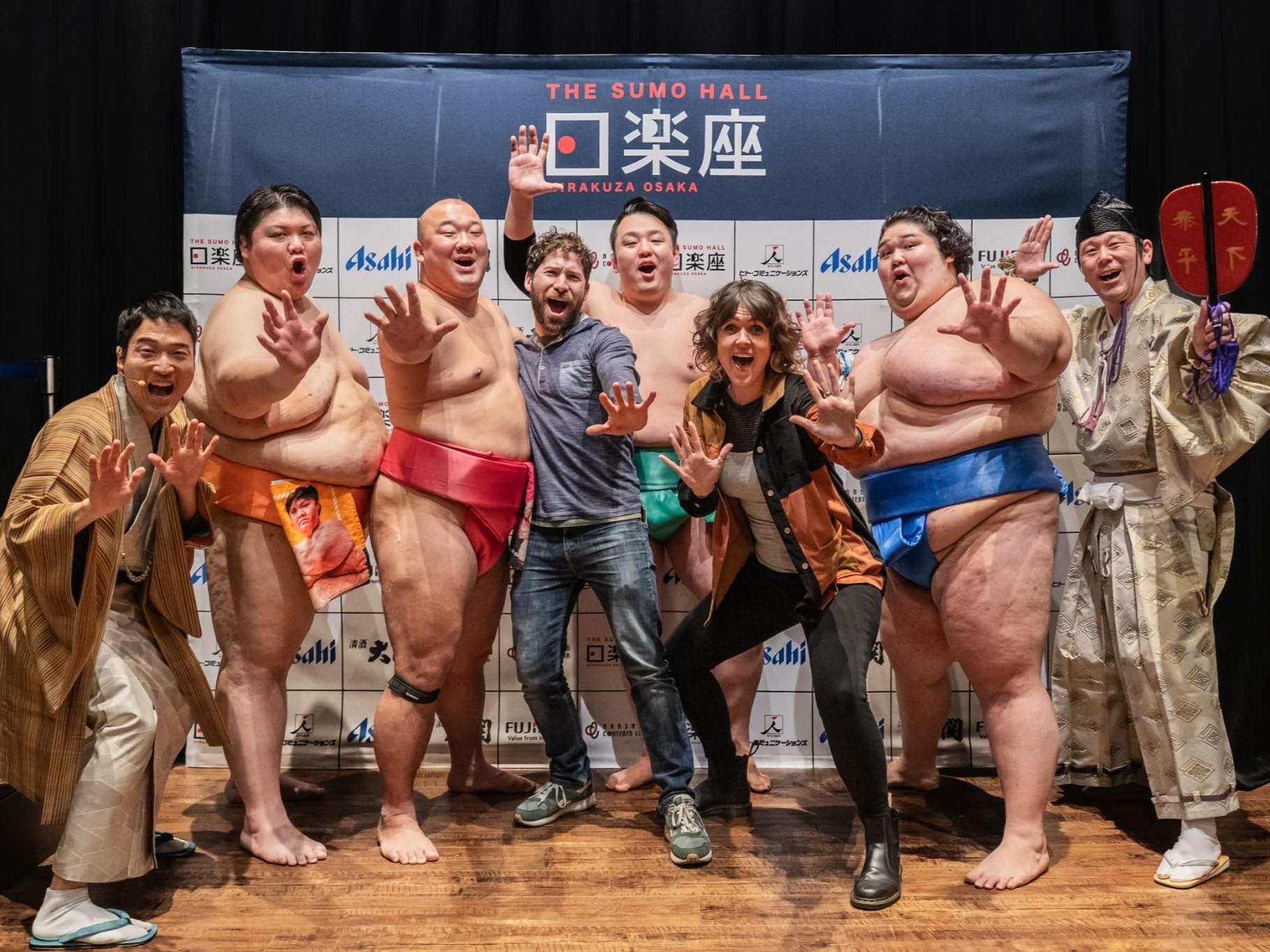 Sumo Performance and Dining Experience at Osaka's Hirakuza Hall