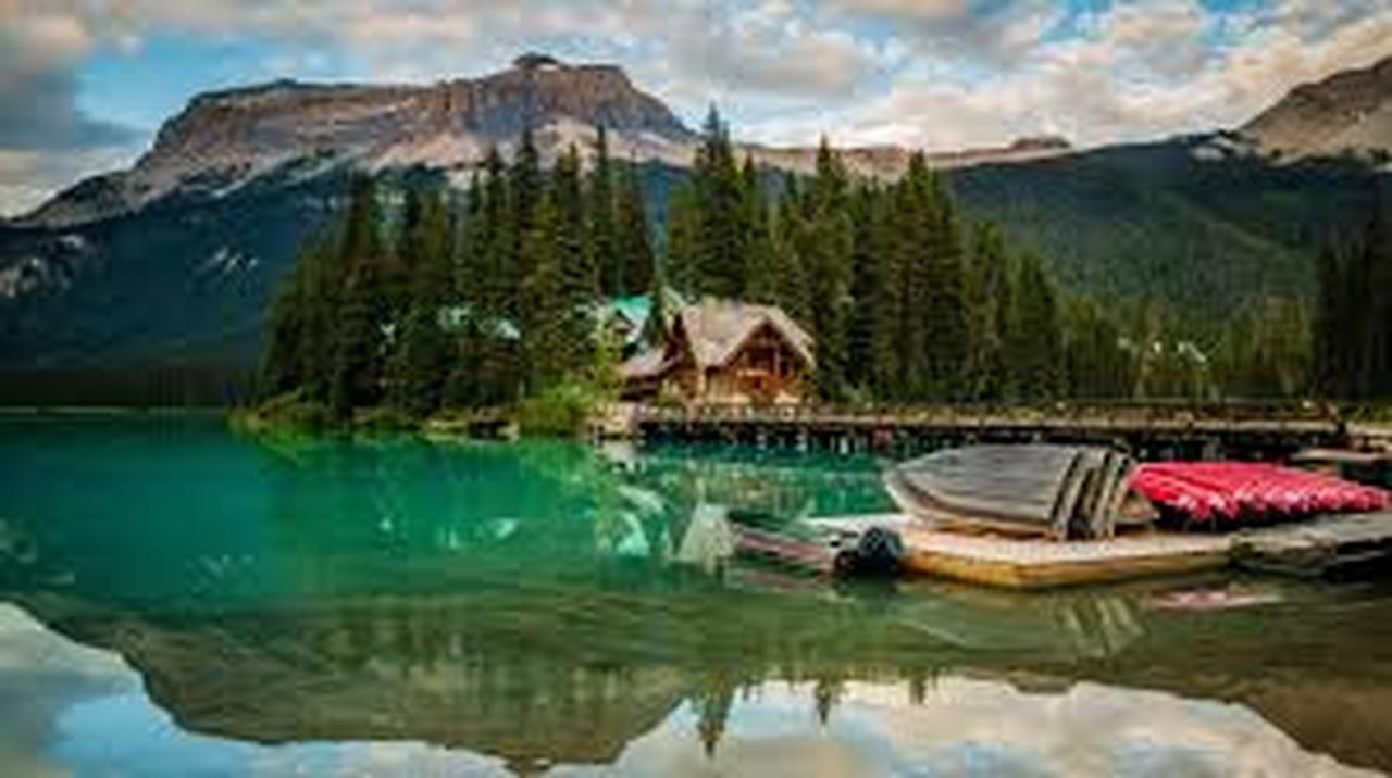 Emerald Lake canoe green glacial water President Range Yoho National Park British Columbia — image 28
