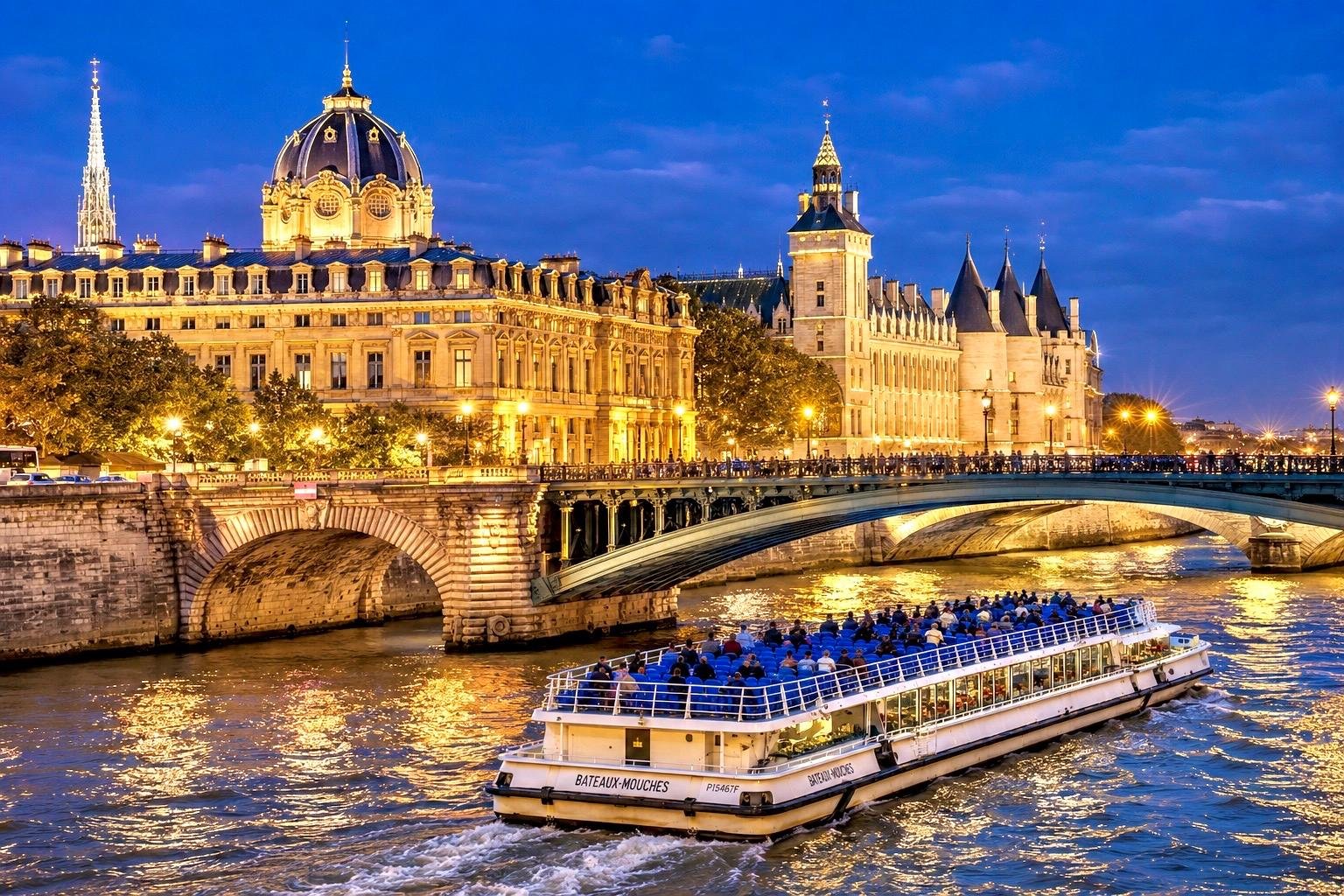 Seine River Evening Cruise with Bateaux-Mouches
