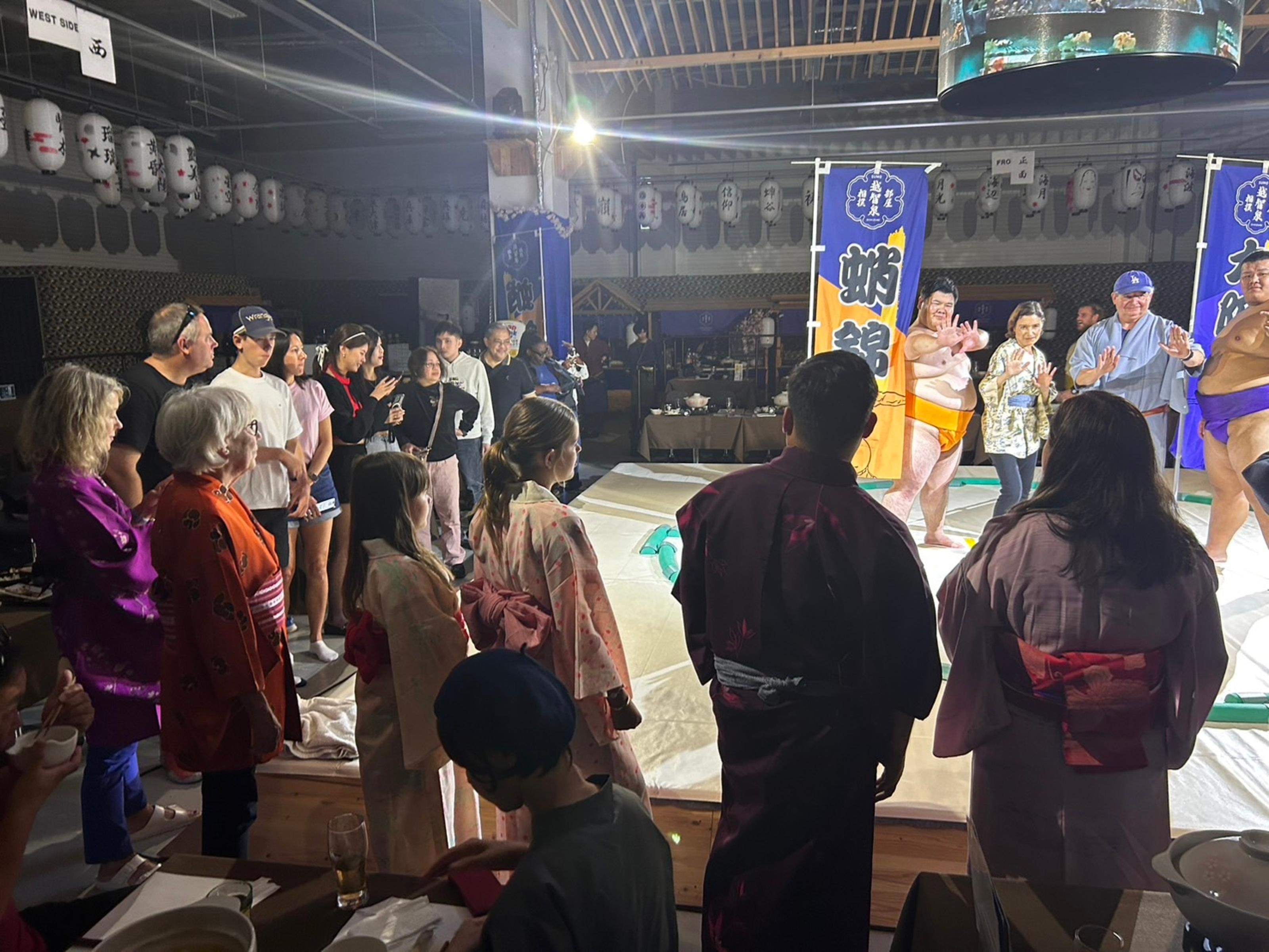 Osaka Sumo Demonstration & Premium Wagyu Sukiyaki Dinner with Front-Row Seats
