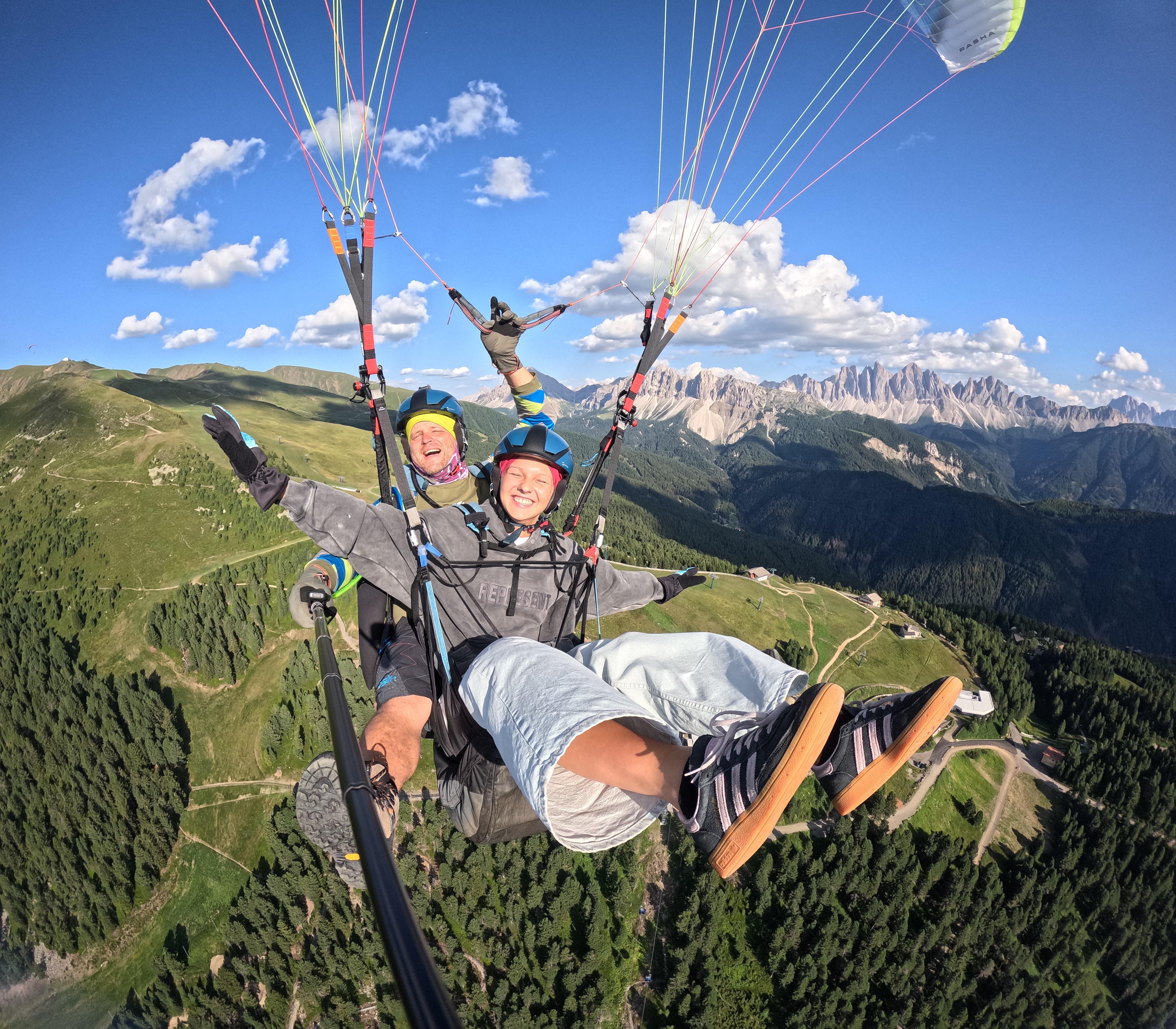 Tandem Paragliding Over the Dolomites from Plose
