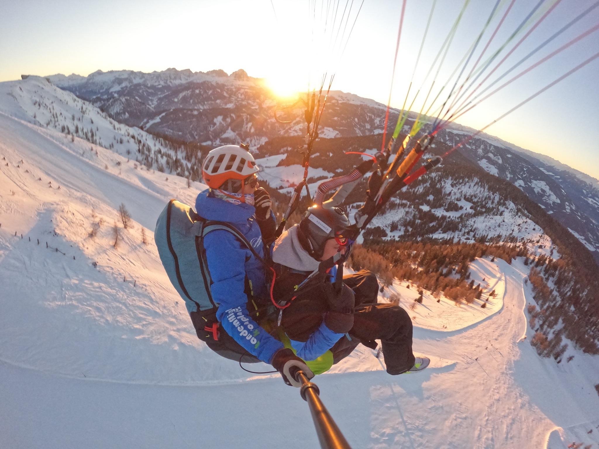Tandem Paragliding over the Dolomites from Kronplatz