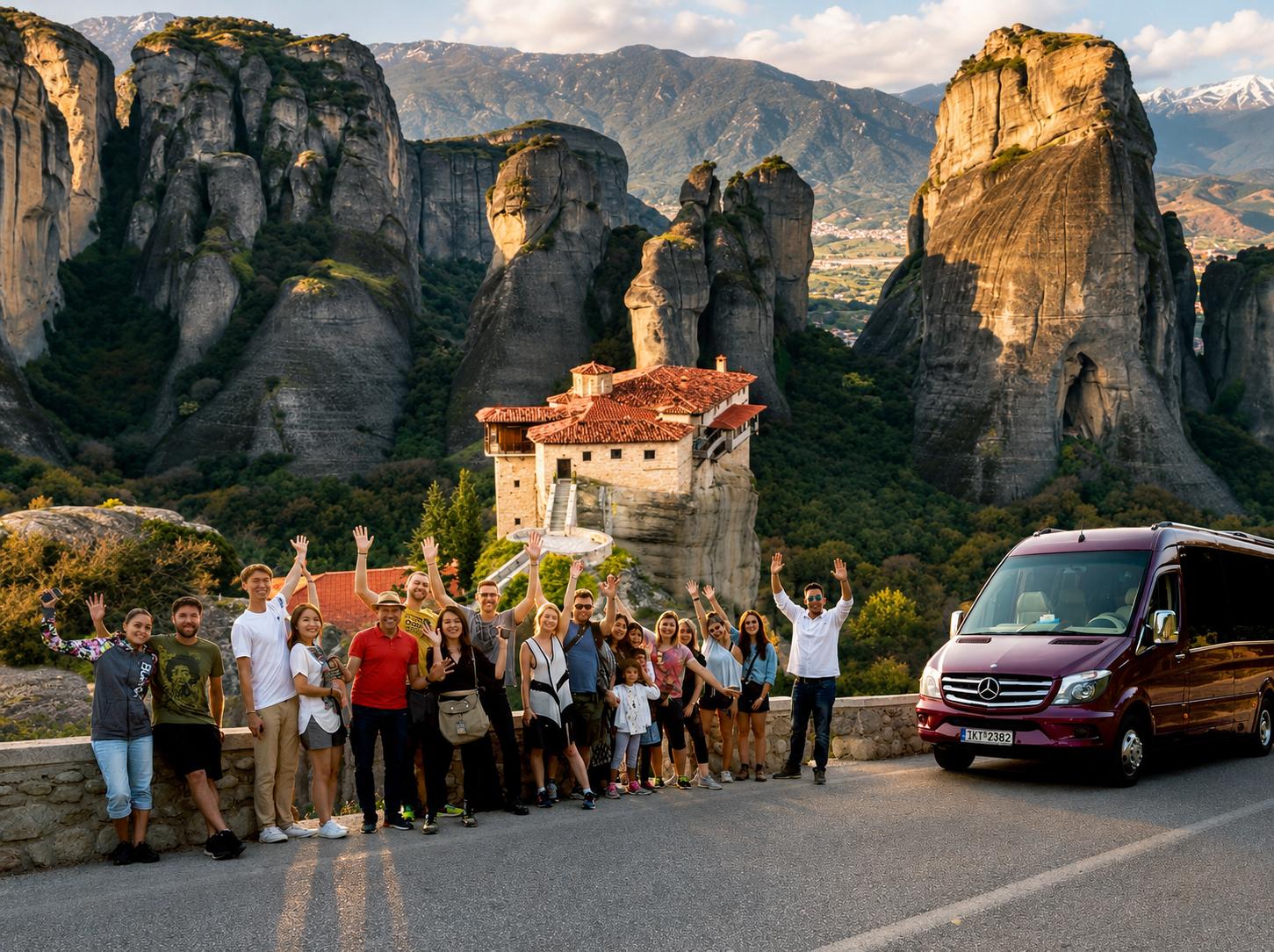 Athens to Meteora: Full-Day Monastery & Caves Tour with Lunch