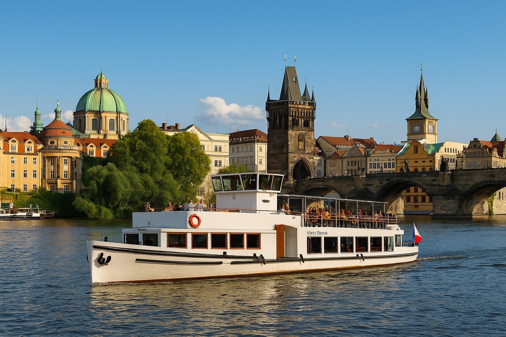 Prague Historic Boat Cruise with Coffee and Apple Strudel