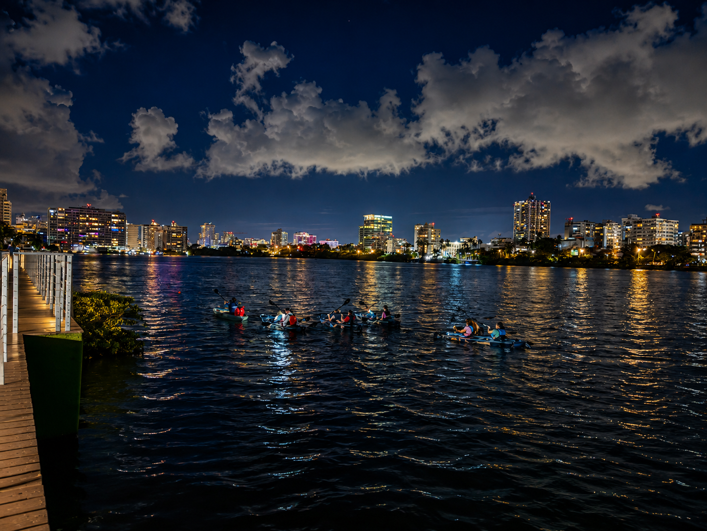 Condado Night Kayak: Clear-Bottom Skyline Paddle