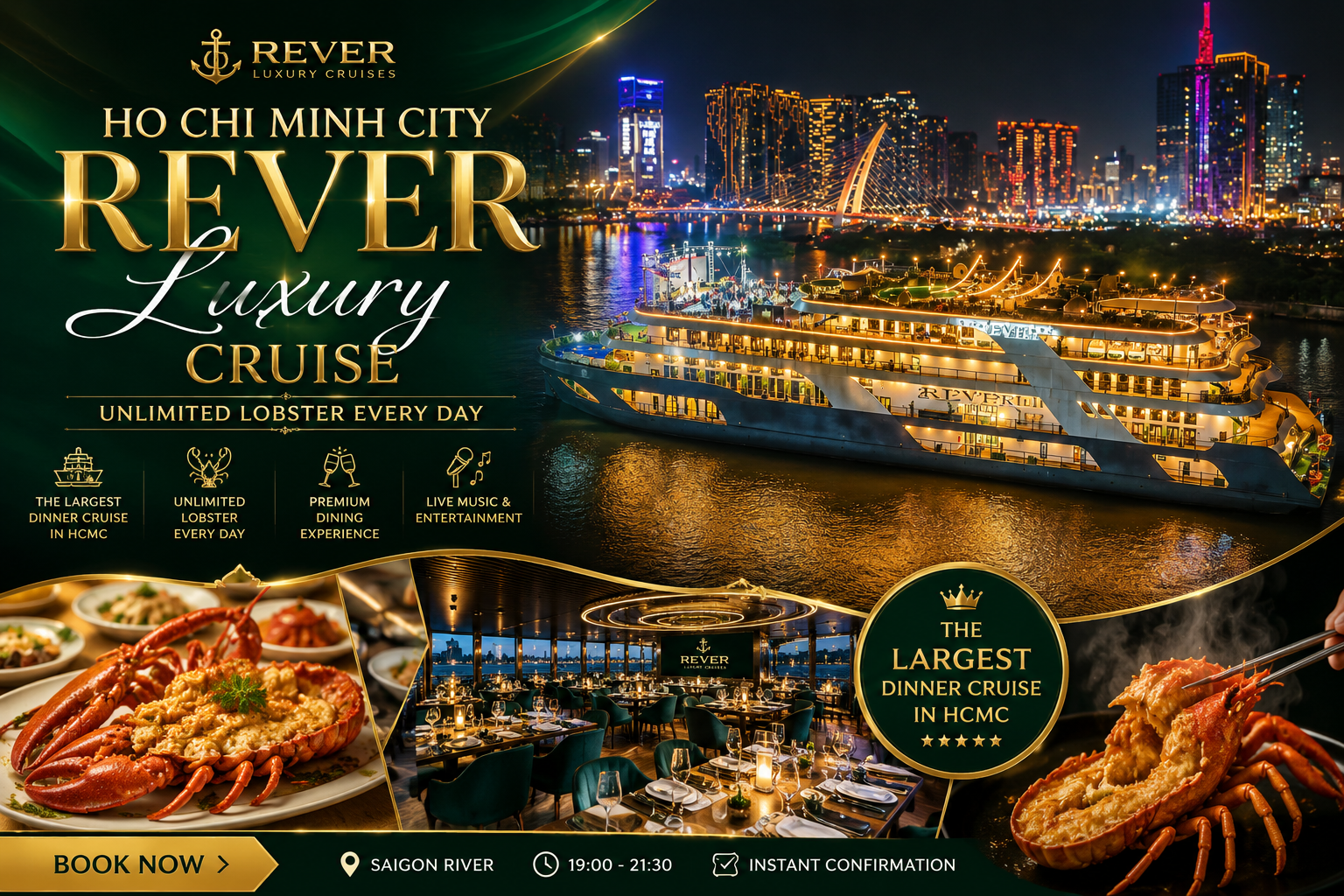 REVER Luxury River Cruise with Unlimited Lobster