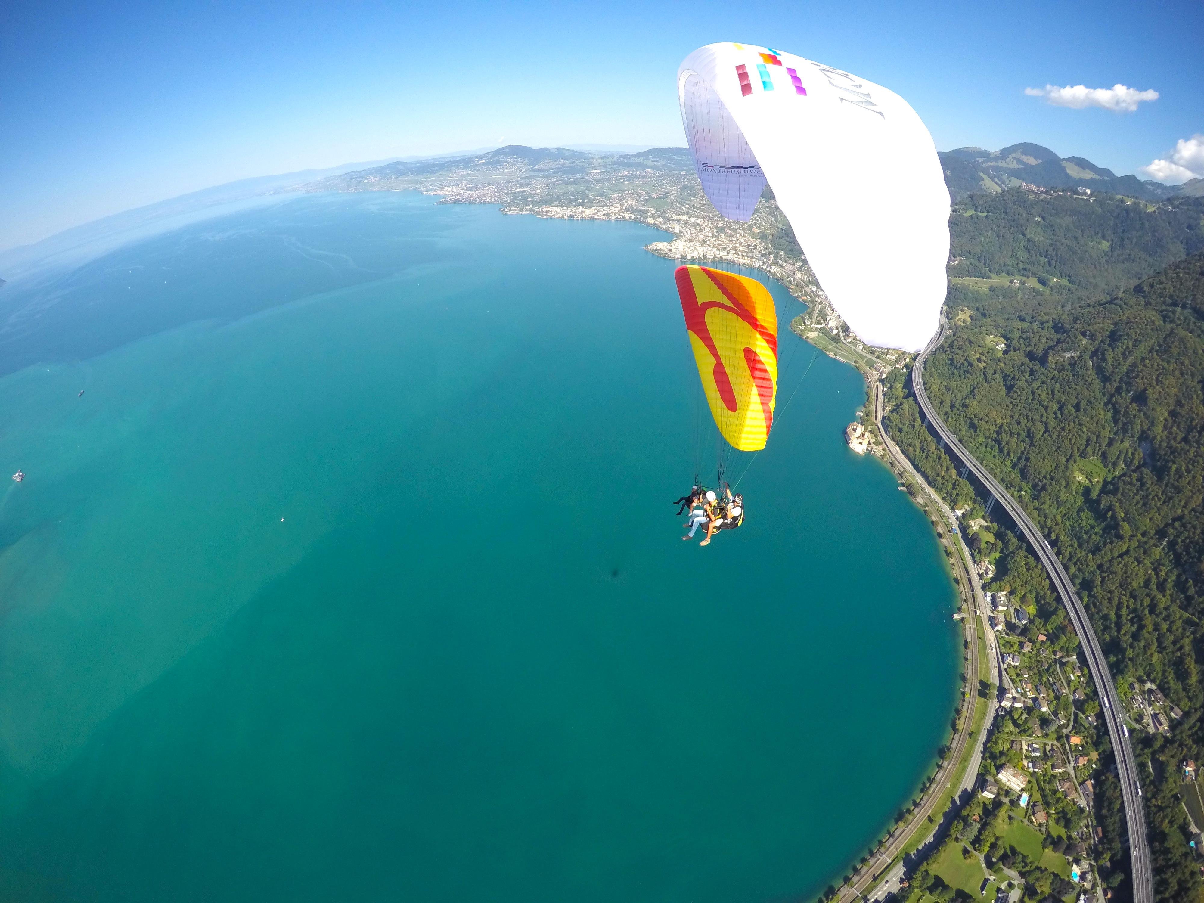 Tandem Paragliding Over Lake Geneva