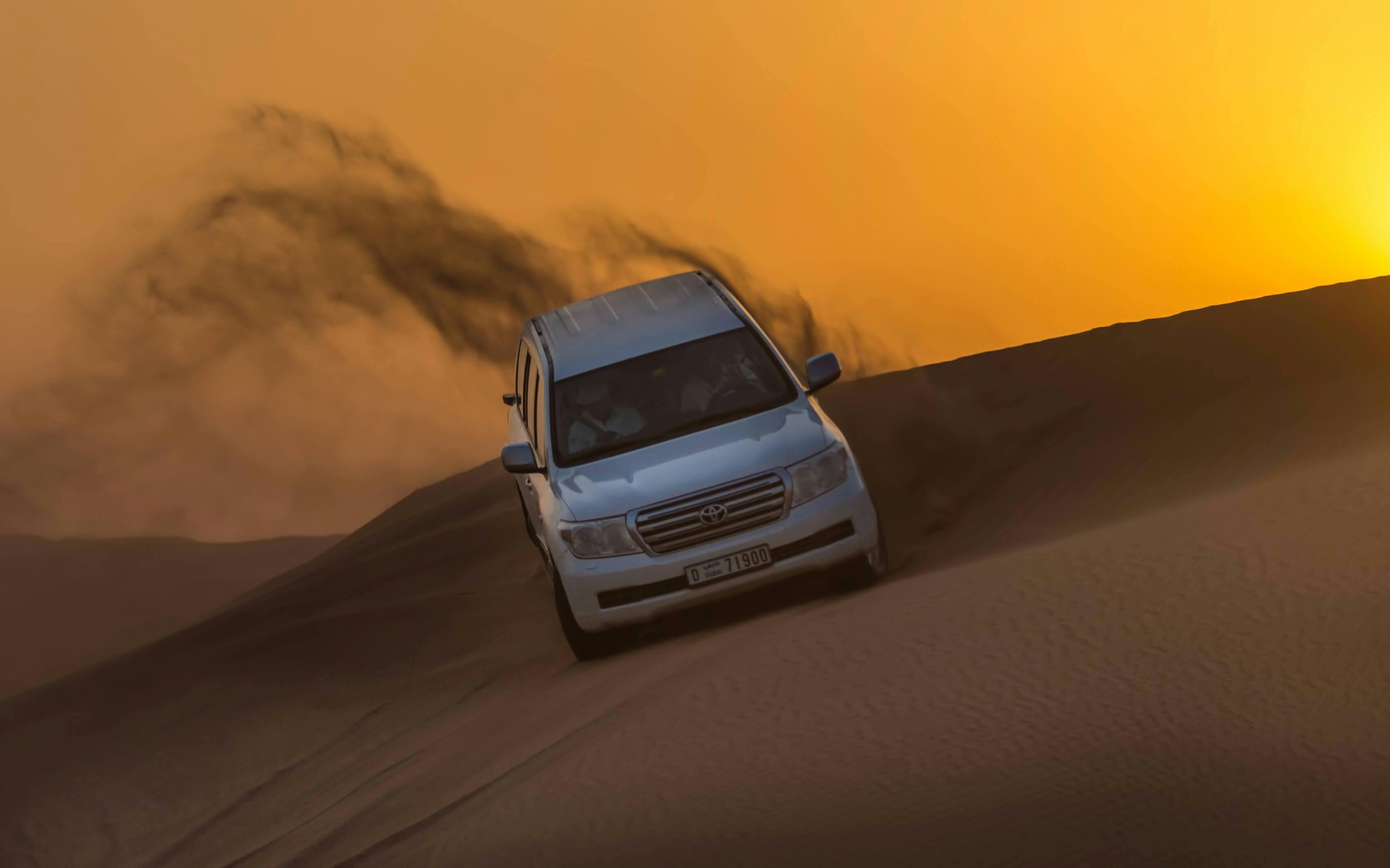 Doha Desert Safari: Sunset Dune Bashing, Camel Ride & Sandboarding