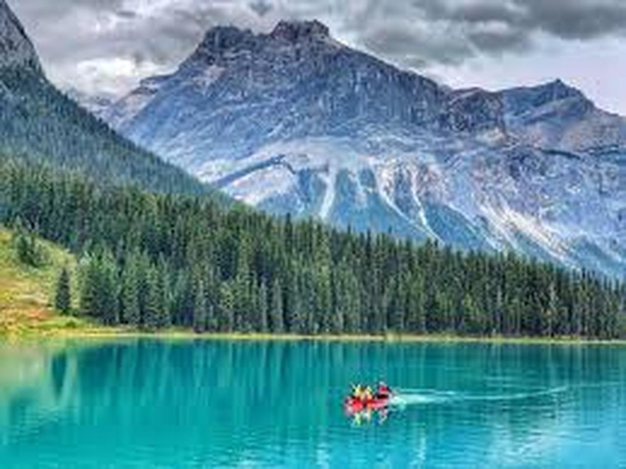 Emerald Lake canoe green glacial water President Range Yoho National Park British Columbia — image 29