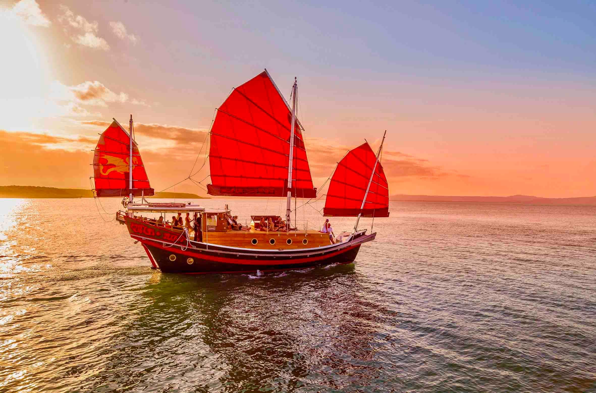 Sunset Sail Aboard Authentic Chinese Junk Boat