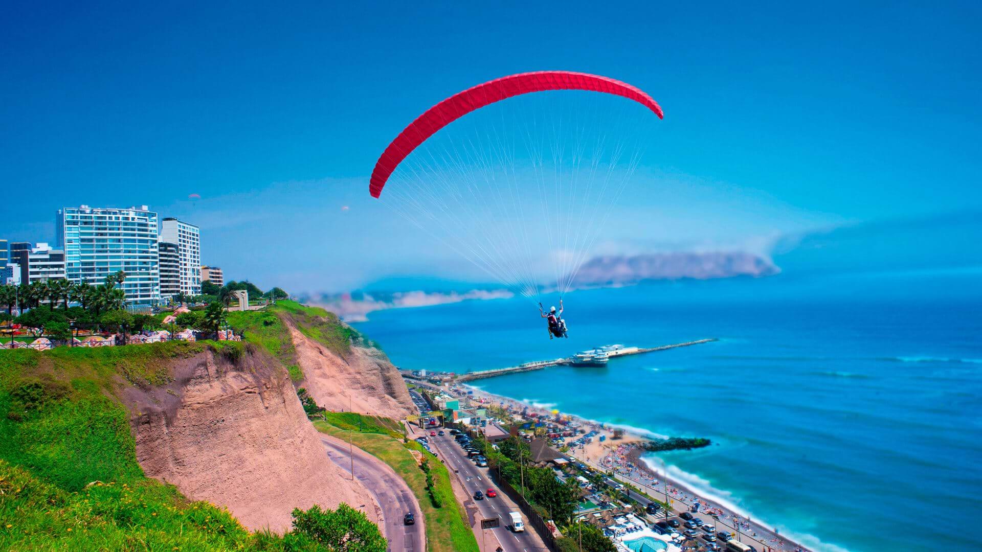Paramotor Flight Over Lima's Pacific Coast