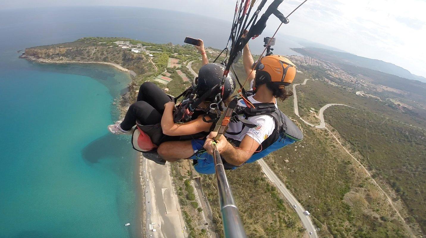 Tandem Paragliding Flight Over Sicily