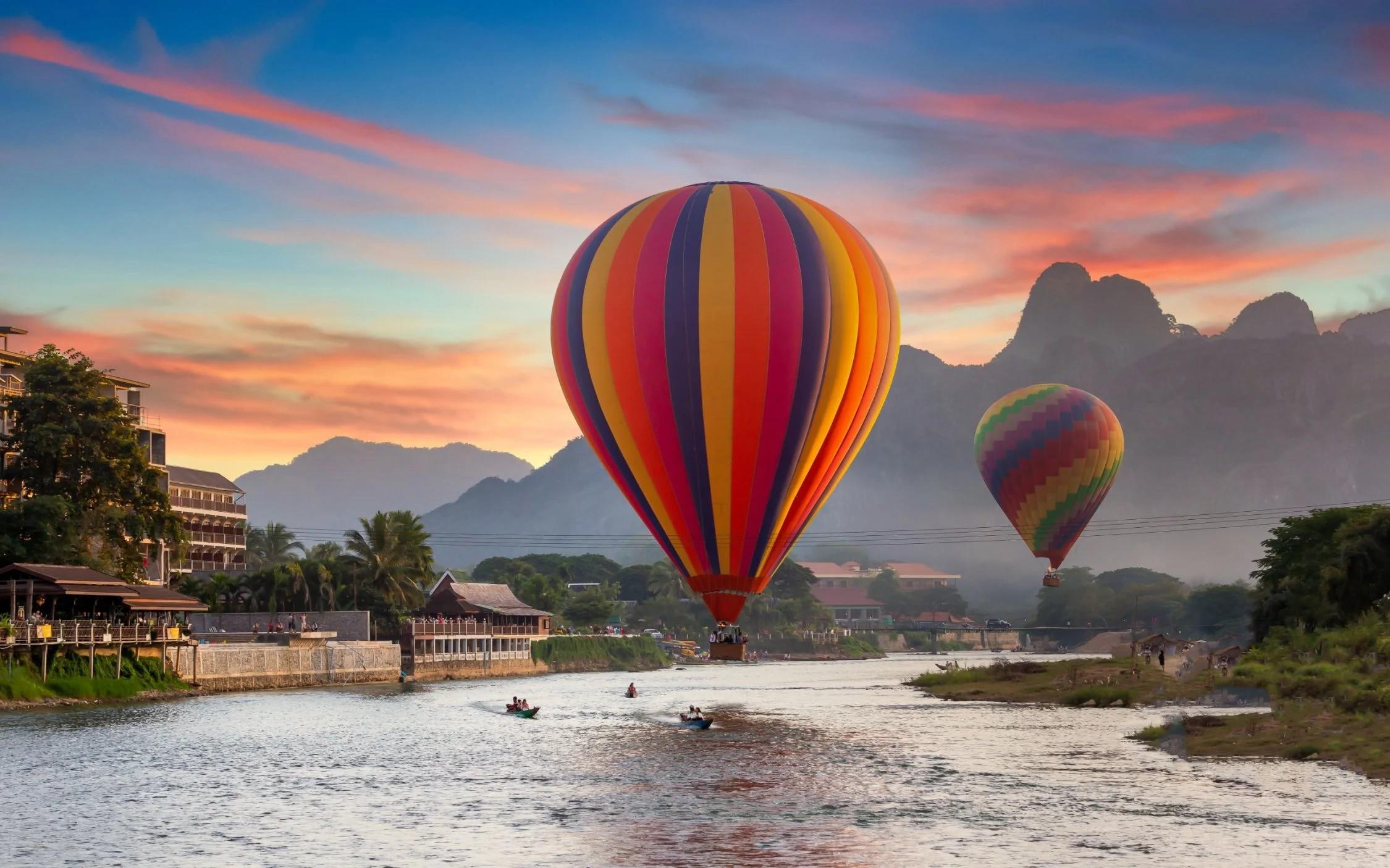 Vang Vieng Hot Air Balloon Flight at Dawn or Dusk