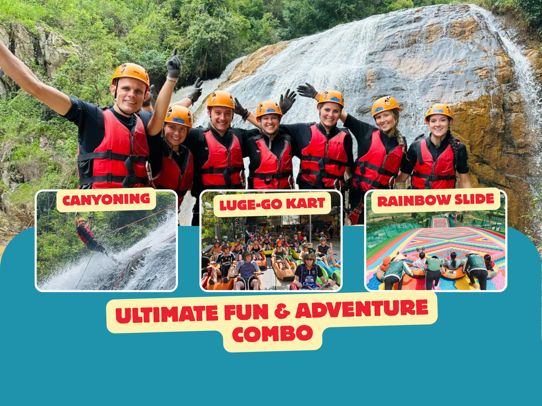 Da Lat Adventure Combo: Canyoning, Luge Kart & Rainbow Slides