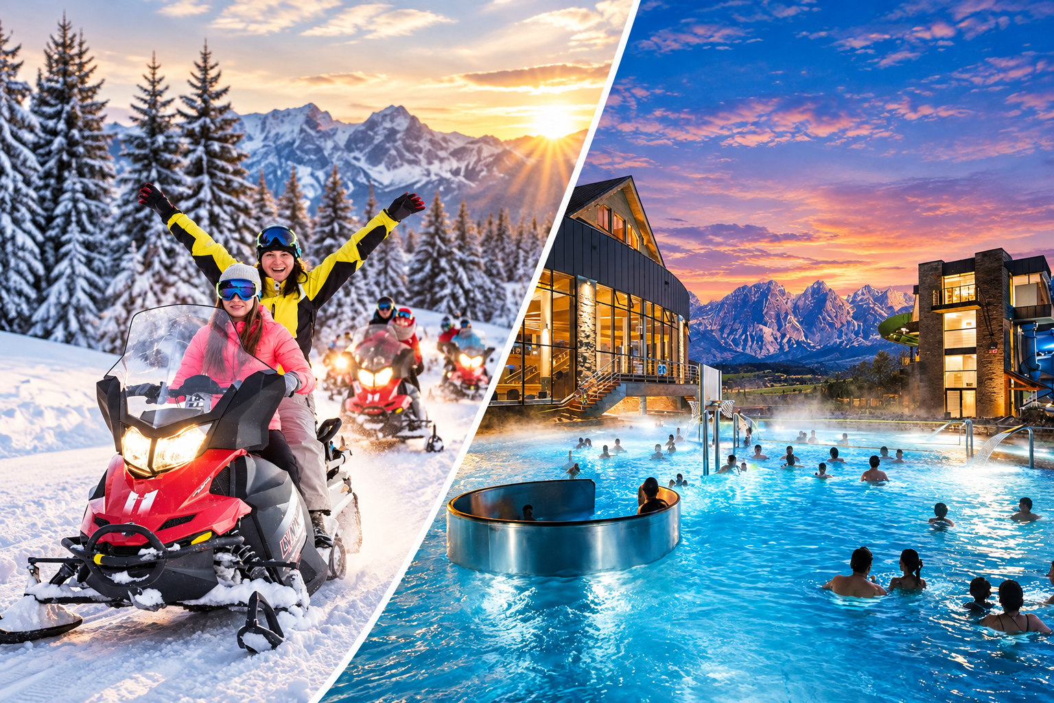 Zakopane Winter Adventure with Snowmobiles & Hot Springs