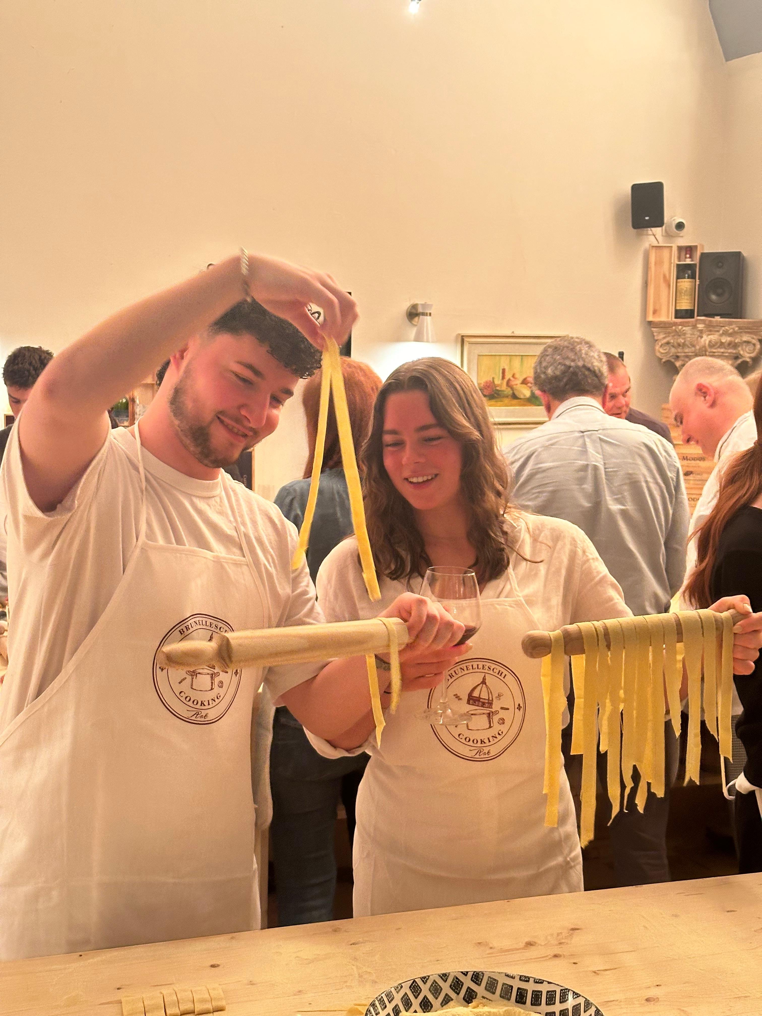 Pasta cooking class Florence — handmade pasta and Tuscan wine in medieval tower — image 1