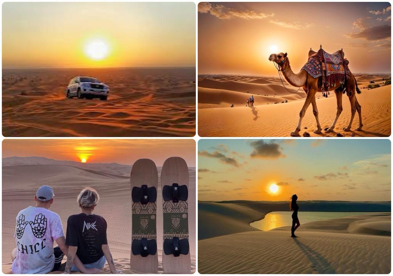 Doha Desert Safari: Sunset Dune Bashing, Camel Ride & Sandboarding