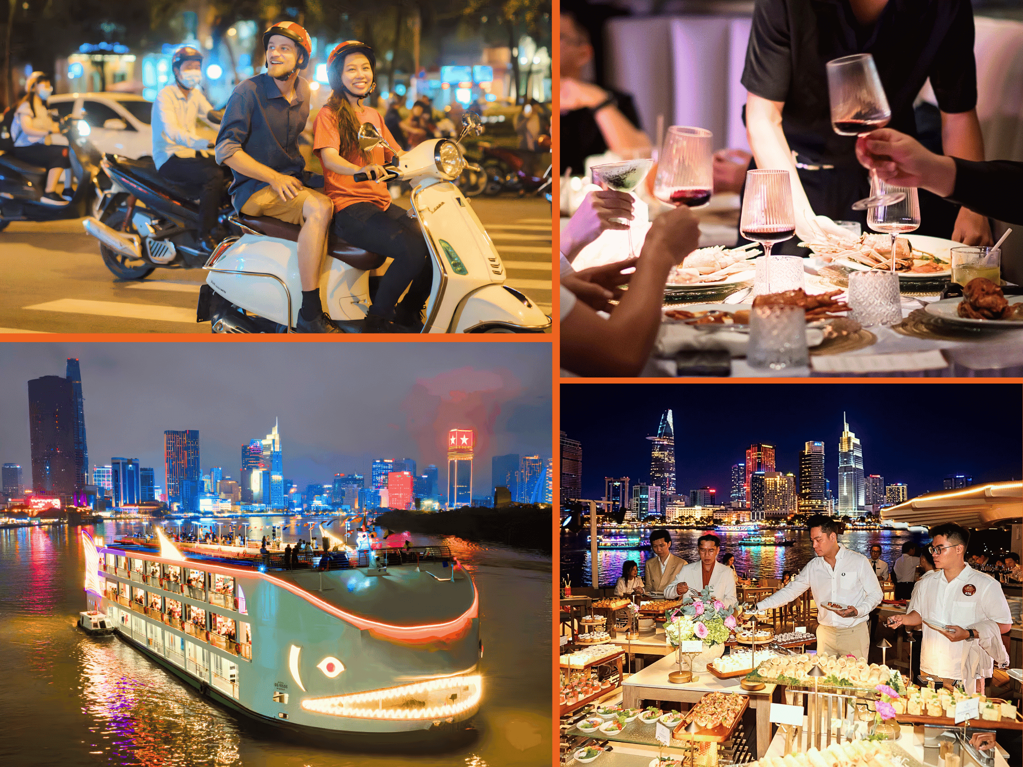 Sunset Motorbike Ride & Saigon River Dinner Cruise