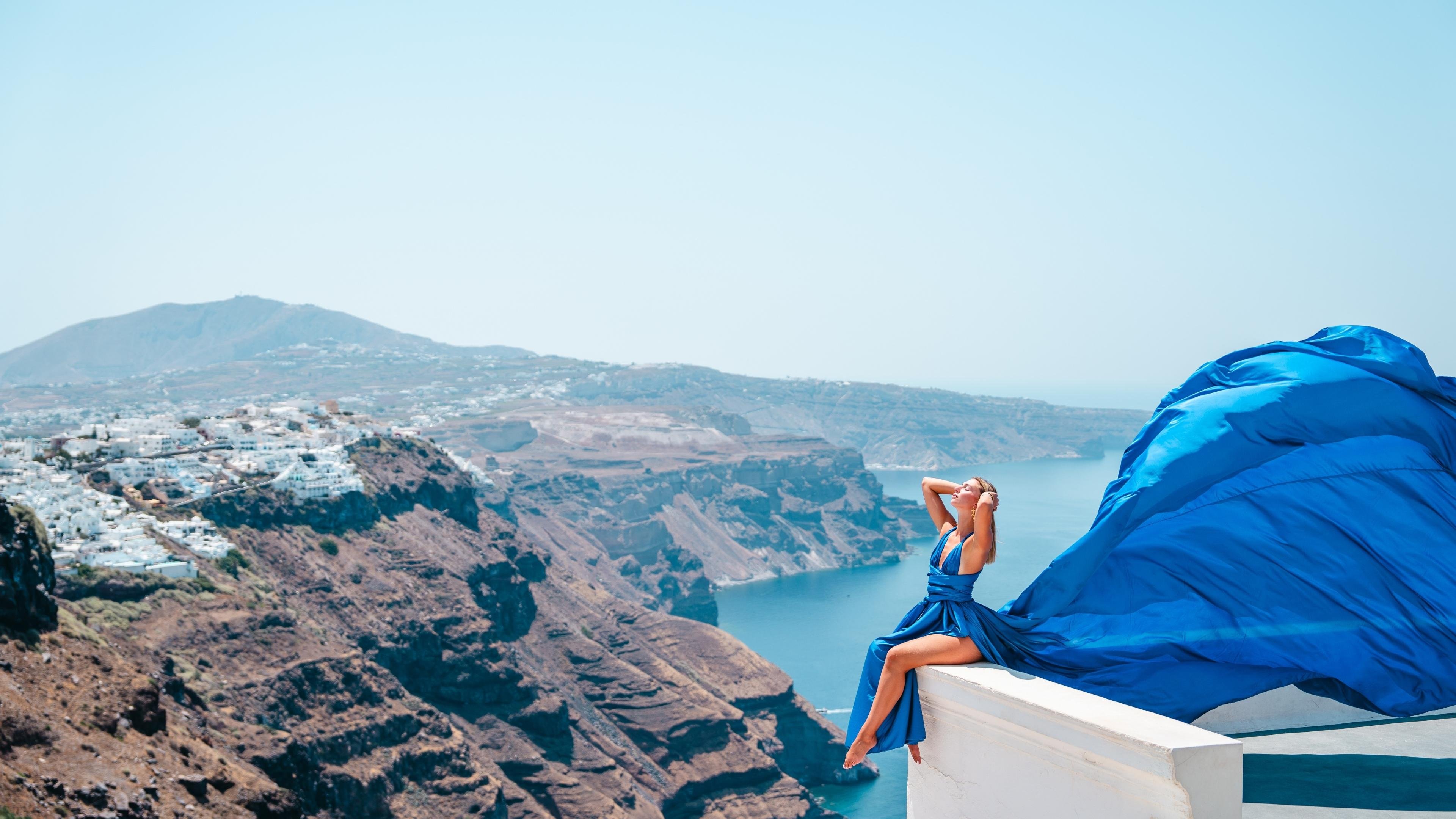 Flying Dress Photoshoot at Private Caldera Viewpoint