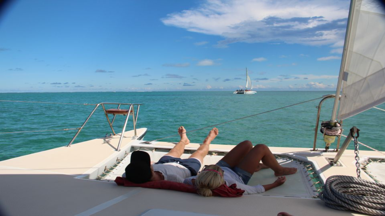 Ile aux Cerfs Full-Day Catamaran with BBQ & Waterfall