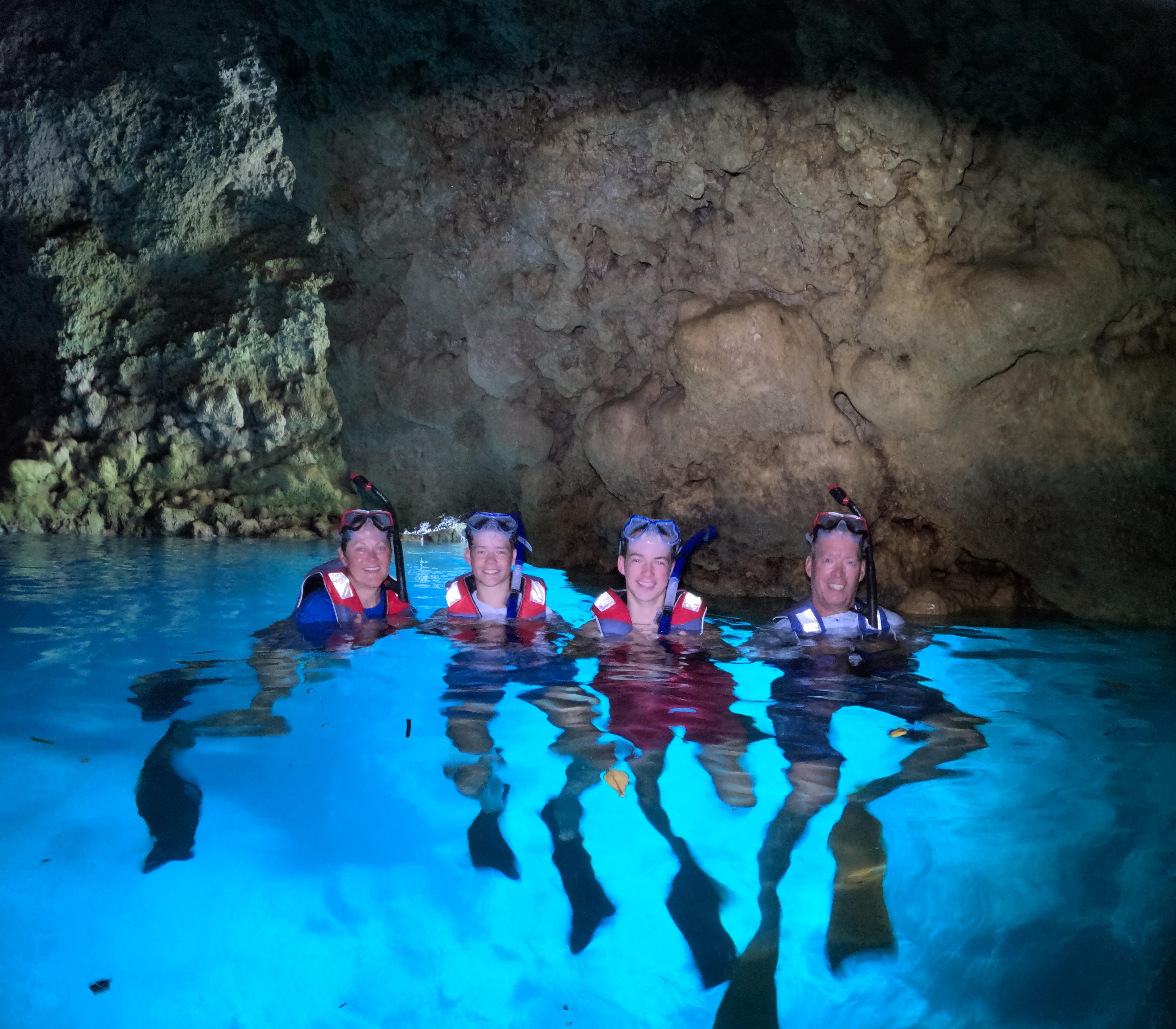 From Naha or Chatan: Blue Cave Snorkeling boat entry
