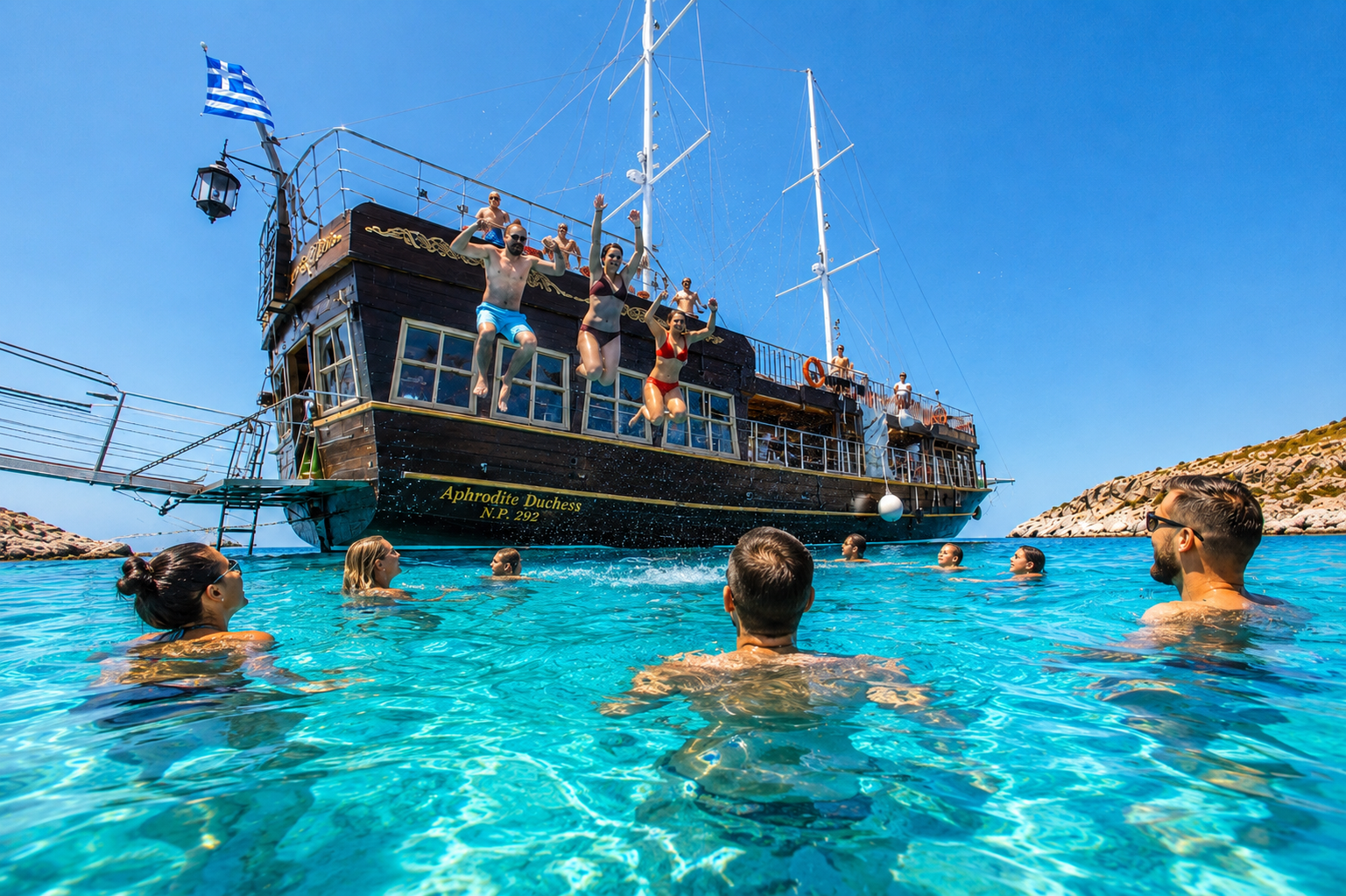 Rhodes All-Inclusive Day Cruise: BBQ, Snorkeling & Open Bar