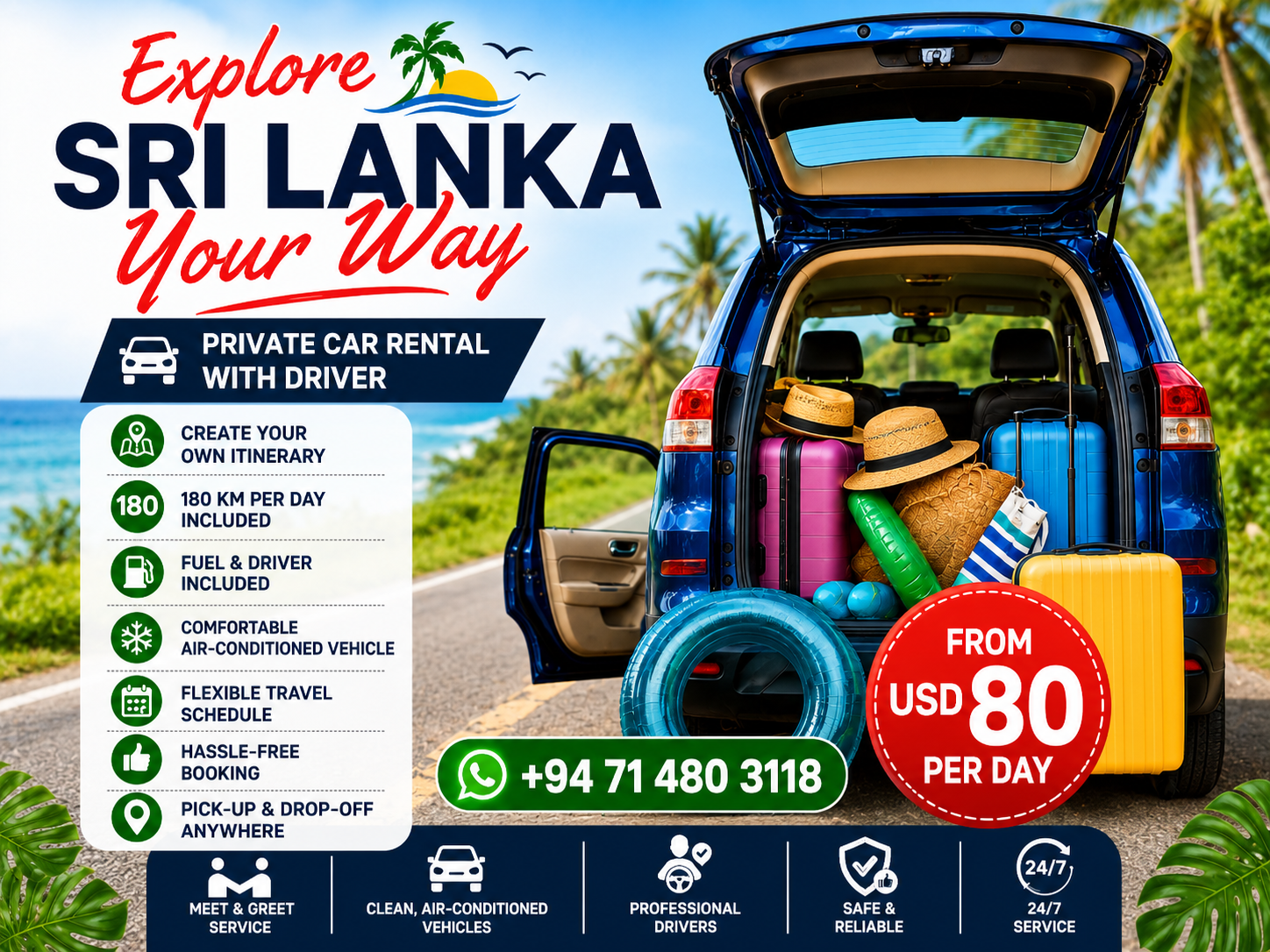 Private Car & Driver Rental – Sri Lanka Self-Guided Tour