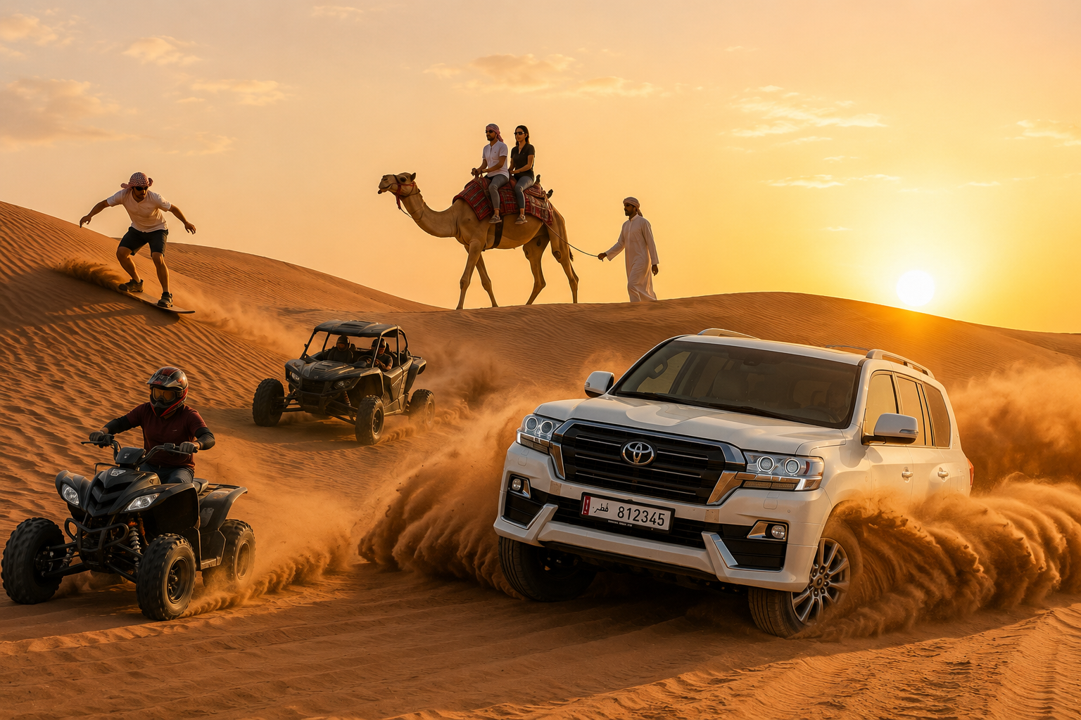 Desert Safari with Dune Bashing, Camel Ride & Sandboarding