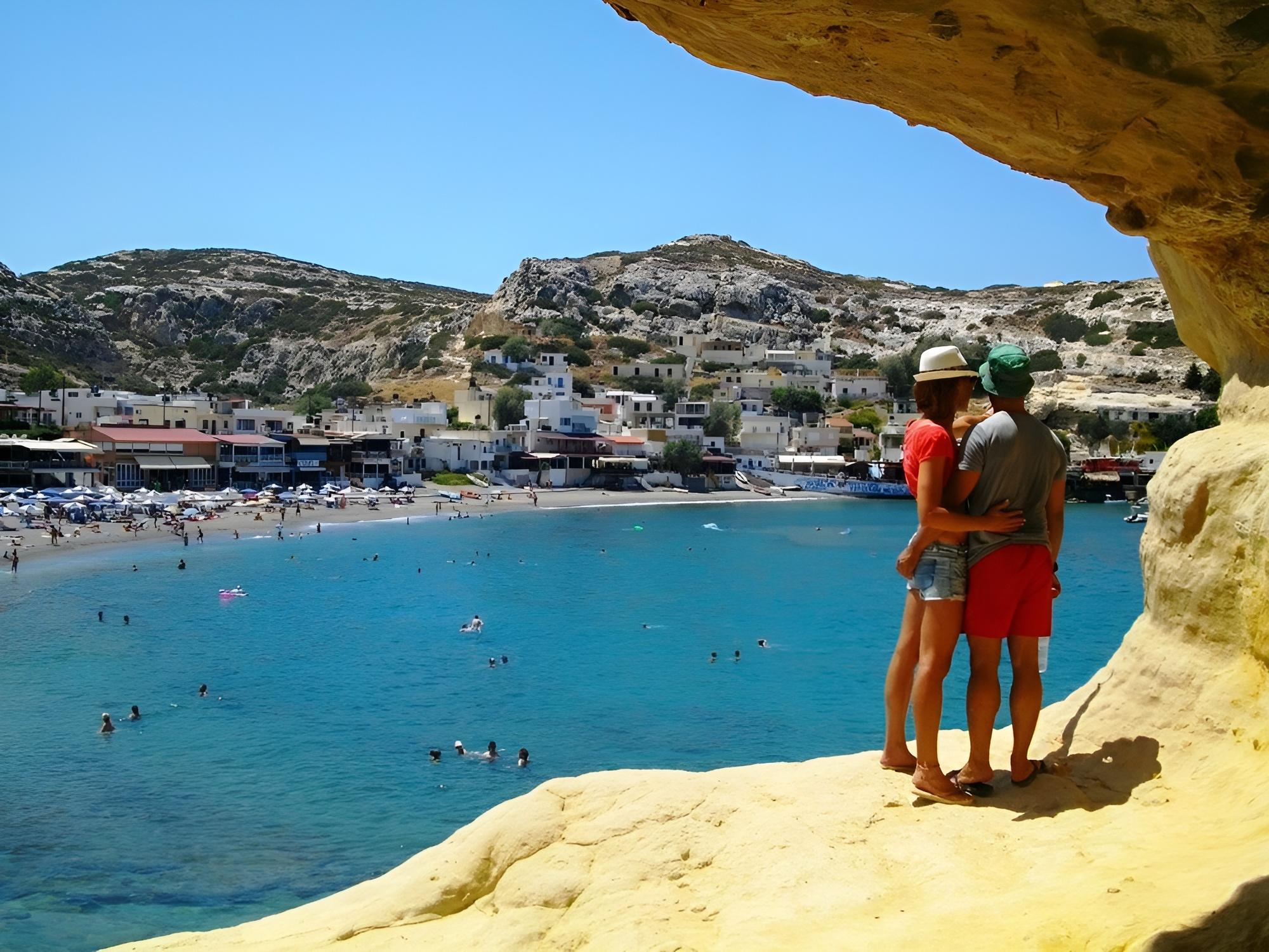 South Crete Discovery: Matala Caves, Beach & Winery