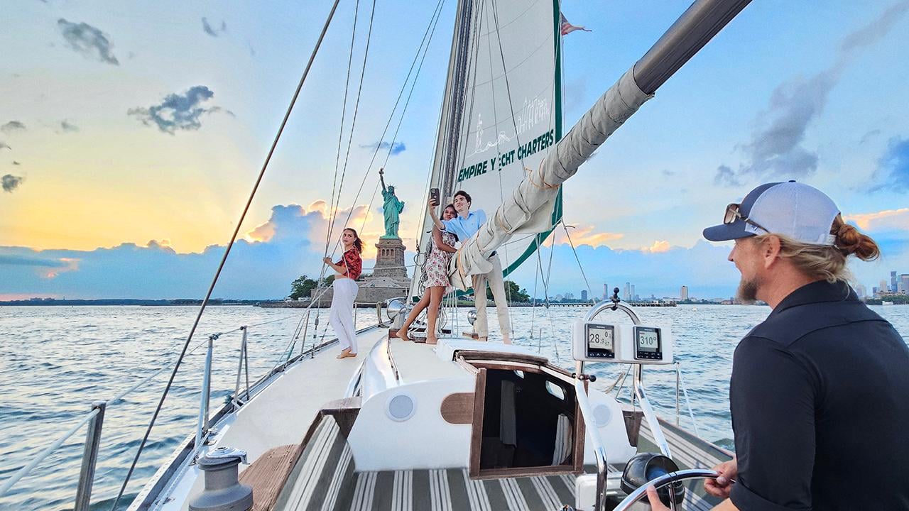 Private Hinckley Sailboat Charter with Statue of Liberty Views