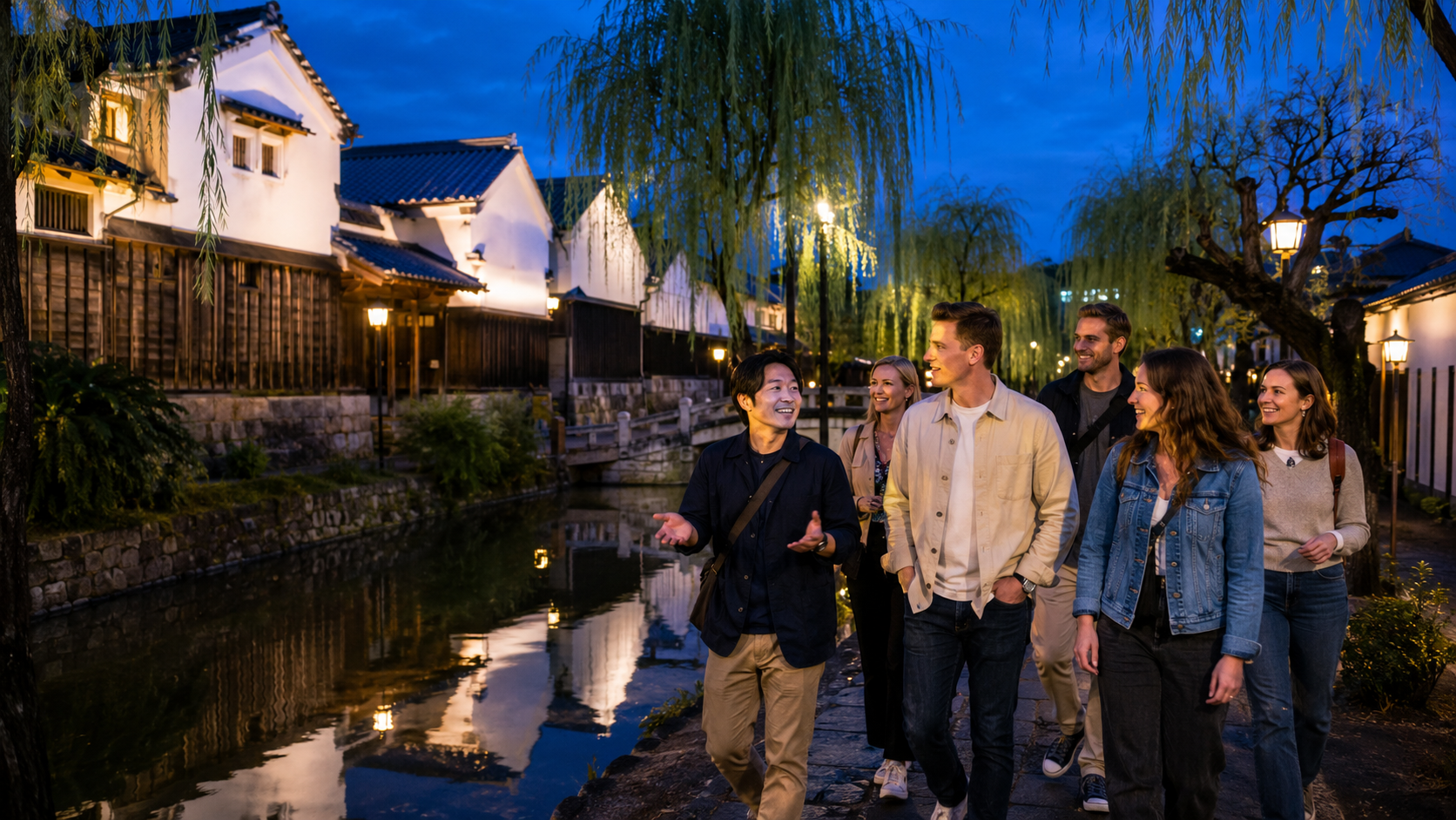 Fushimi Evening Walk: Canals, Sake Town & Samurai Tales