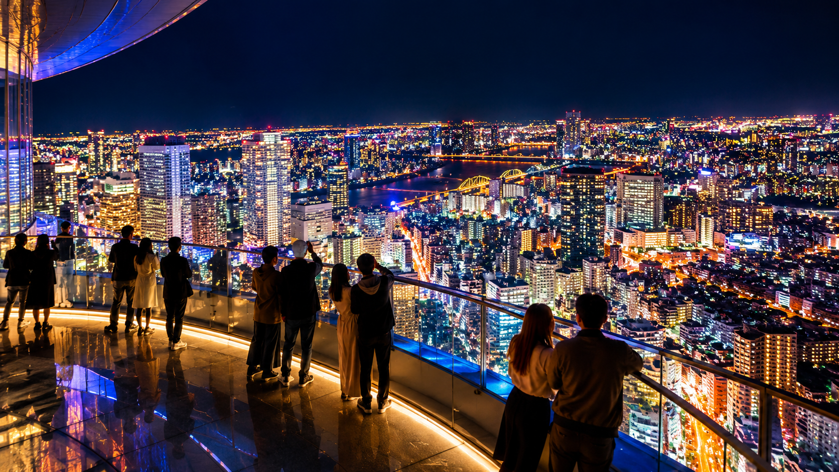 Osaka Night Tour: Scenic Rooftop & Retro Neon Streets