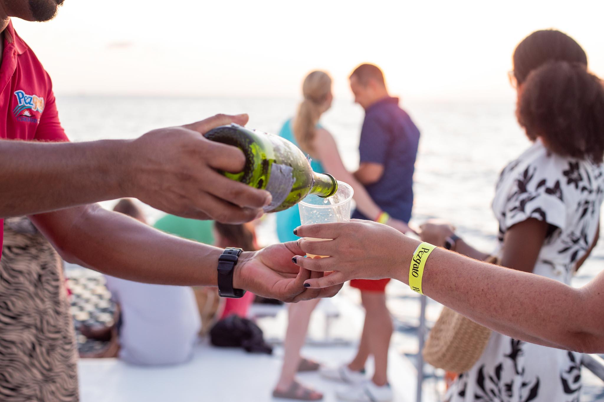 Cabo San Lucas Sunset Catamaran Cruise with Open Bar & Appetizers