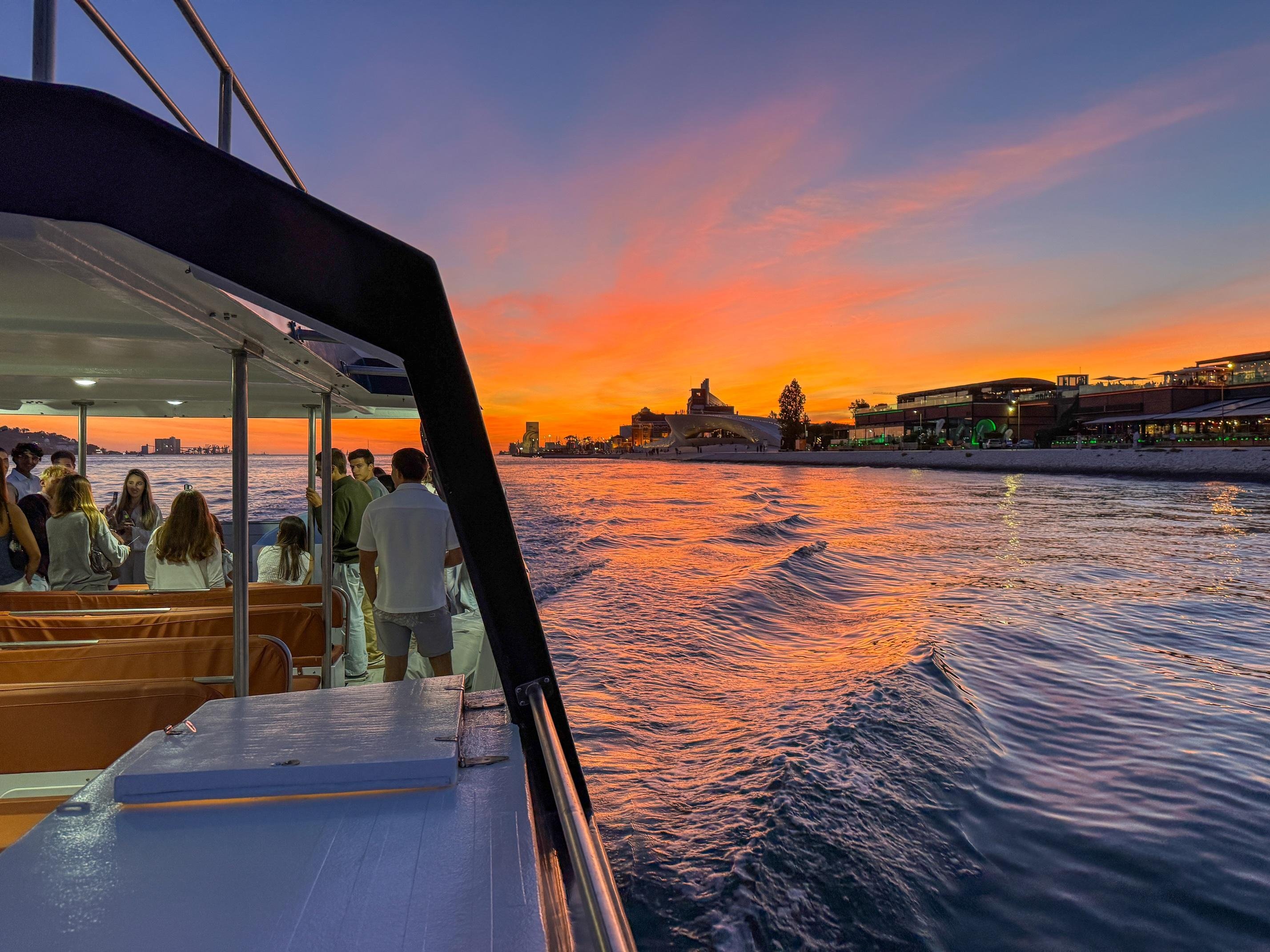 Lisbon Golden Hour Sunset Boat Cruise with Portuguese Wine