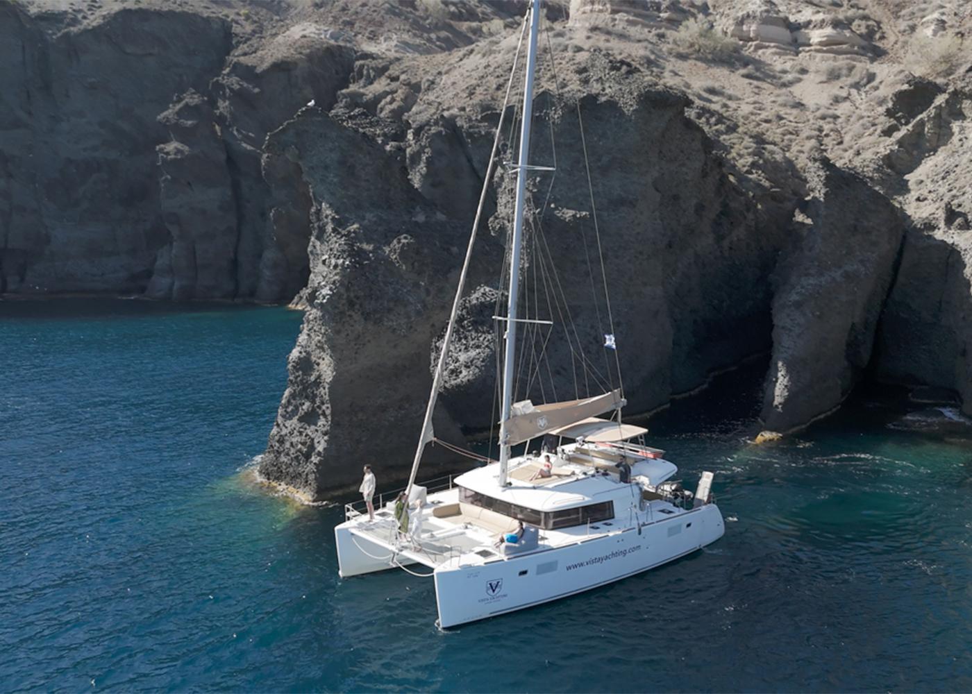 Santorini Gold Catamaran: Beaches, Volcano & BBQ