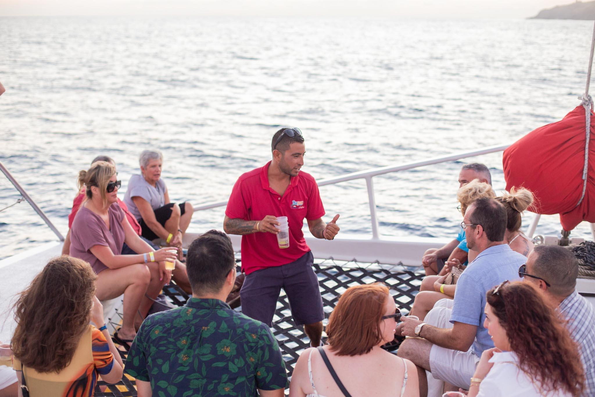 Cabo San Lucas Sunset Catamaran Cruise with Open Bar & Appetizers
